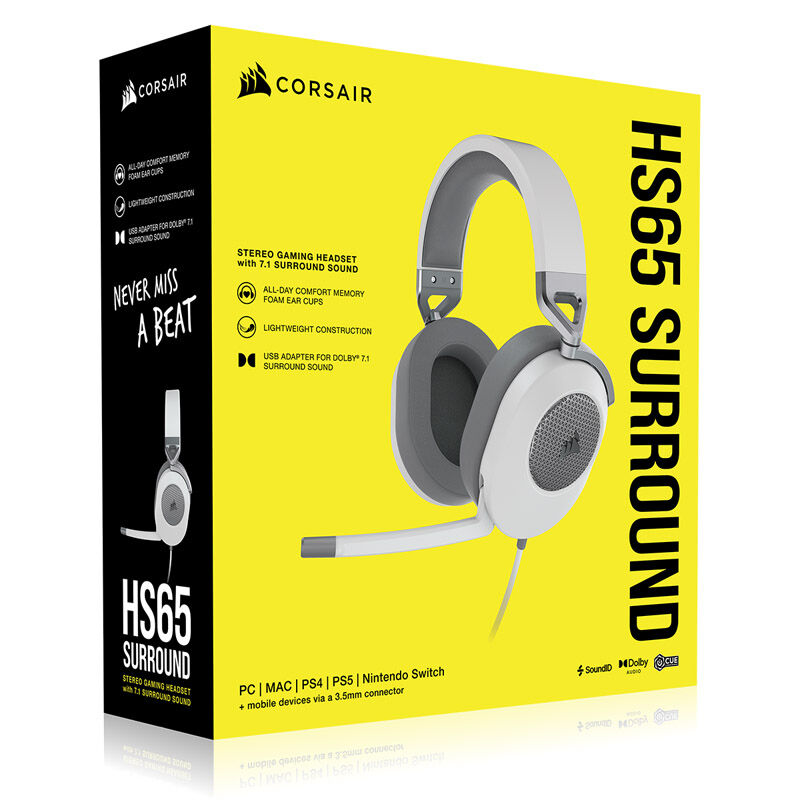 Corsair HS65 Cuffie Gaming Surround con Microfono - Bianco - immagine 4