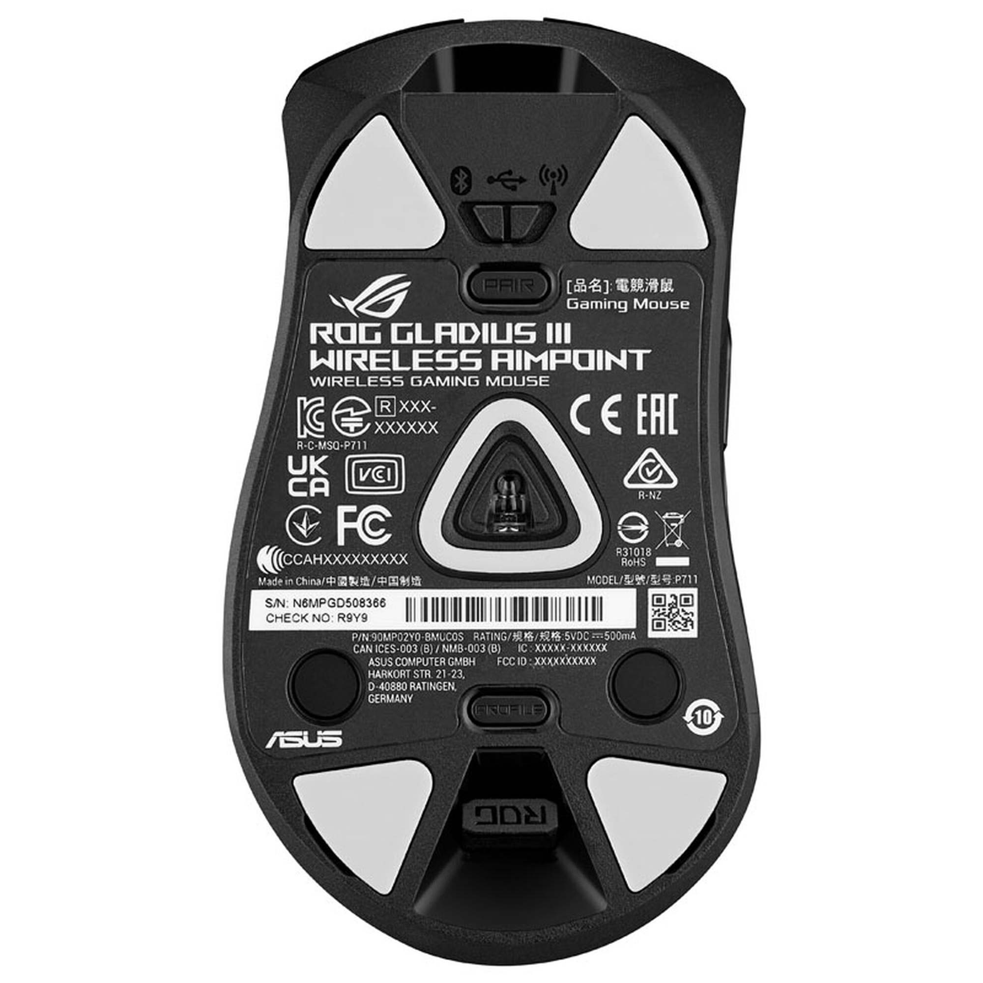 Asus ROG GLADIUS III Wireless AimPoint Gaming Mouse, RGB - Nero - immagine 5