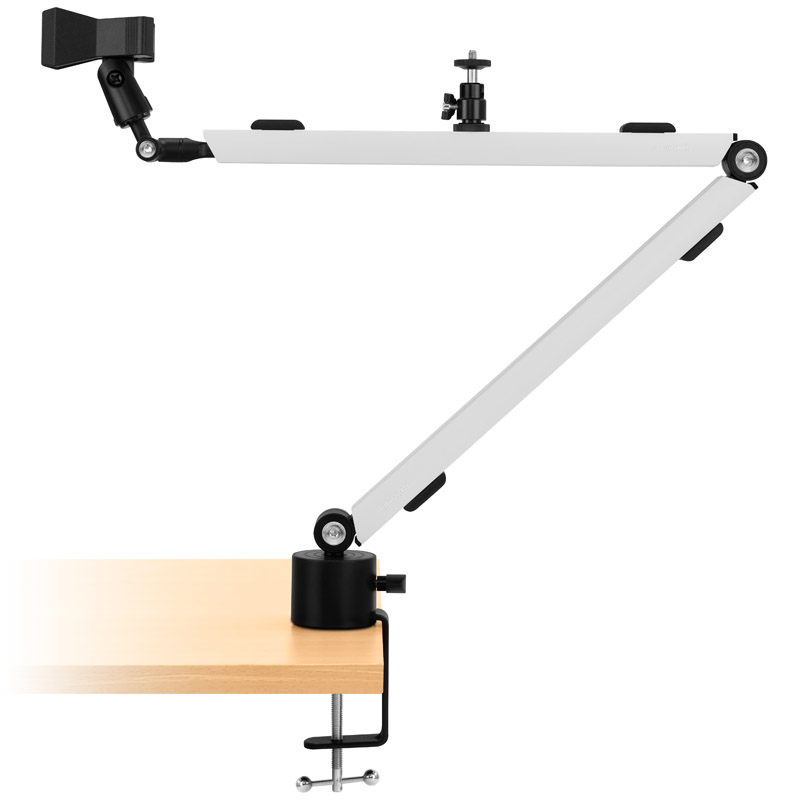 Streamplify Mount Arm, Braccio per Microfono con Morsetto da Tavolo - Bianco - immagine 3