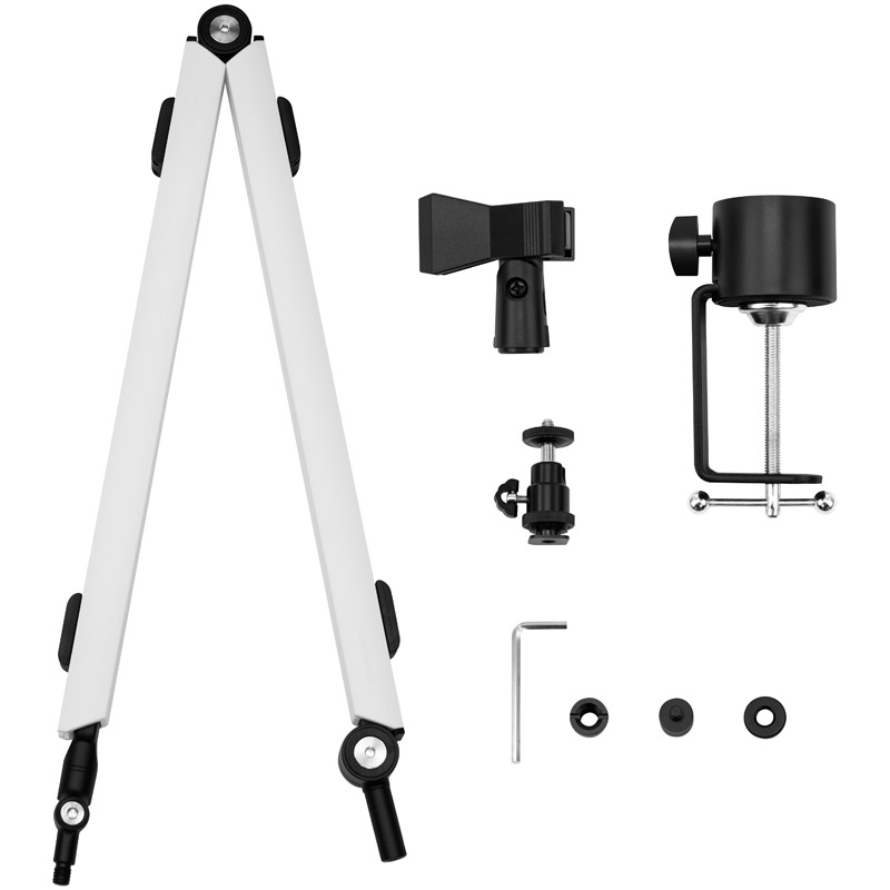 Streamplify Mount Arm, Braccio per Microfono con Morsetto da Tavolo - Bianco - immagine 4
