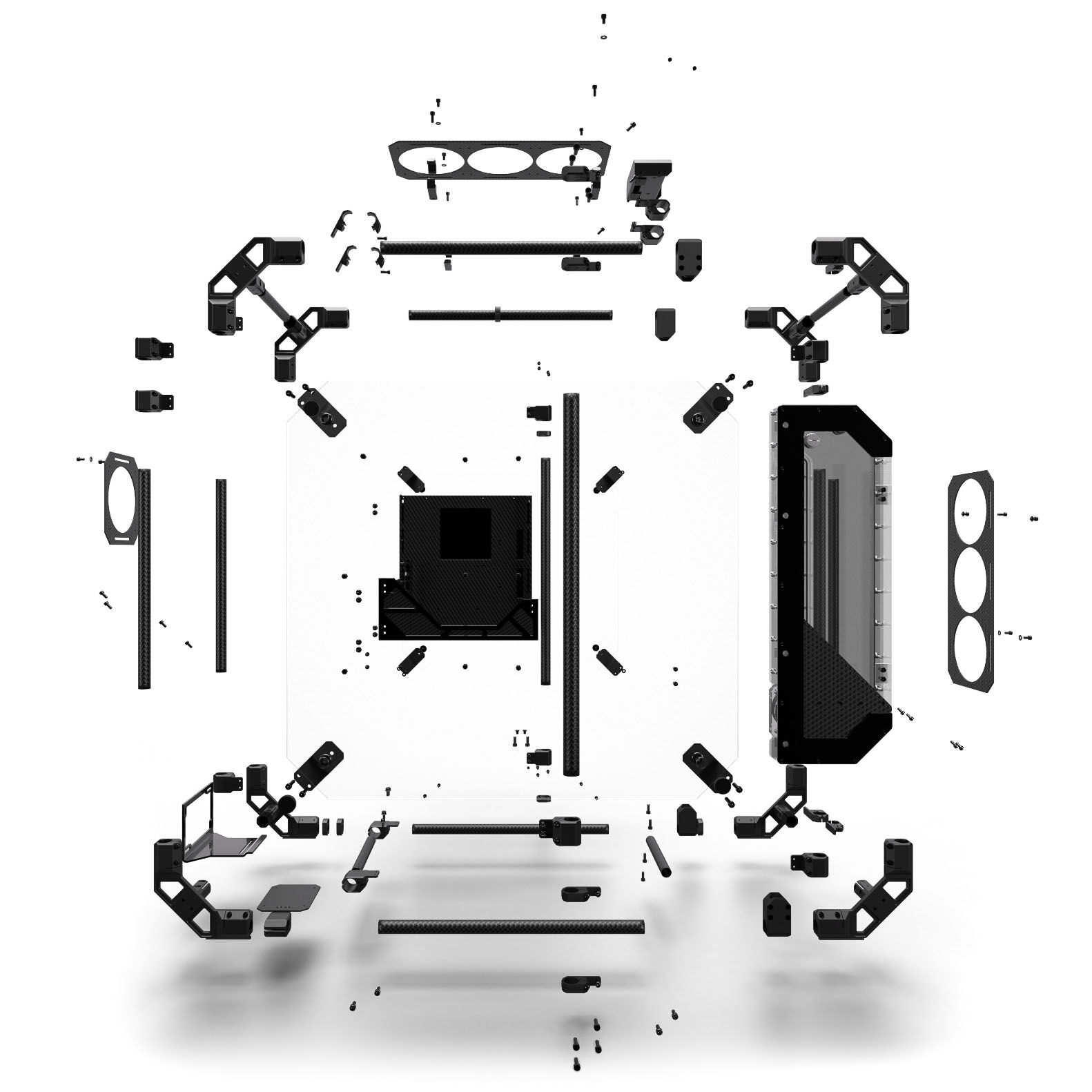 Alphacool Apex Pro Skeleton - Case ATX - Distro Plate - Carbon/Nero - immagine 4