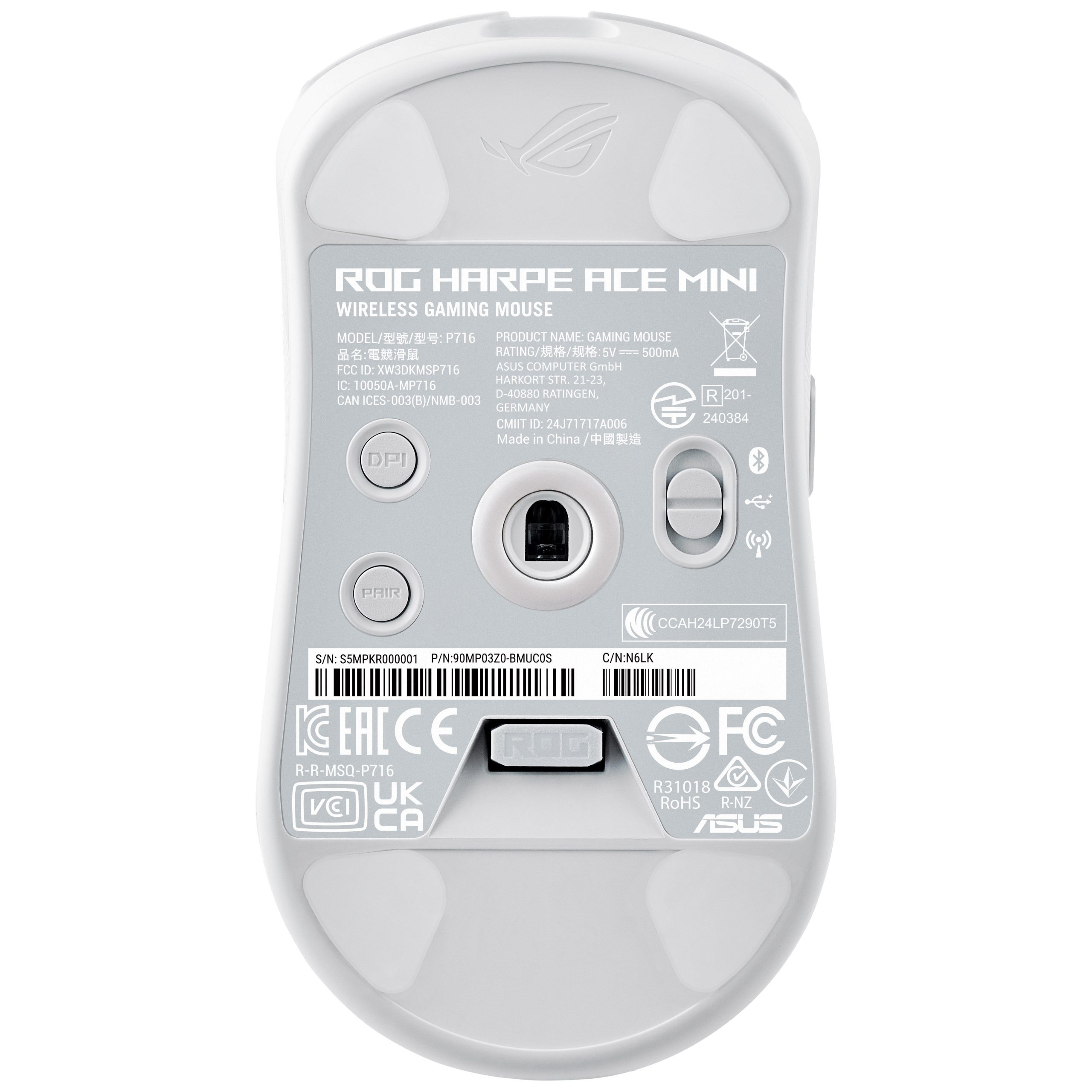Asus ROG Harpe Ace Mini Gaming Mouse, 8000 Hz - Bianco - immagine 5