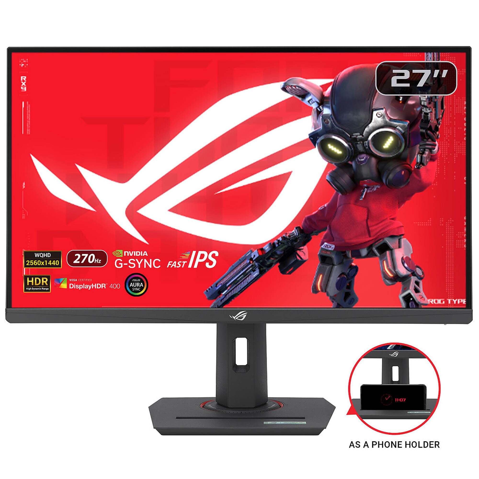 Asus ROG Strix XG27ACMG, 27", 2K HDR, 270Hz OC, Fast IPS, G-SYNC, USB-C - immagine 2