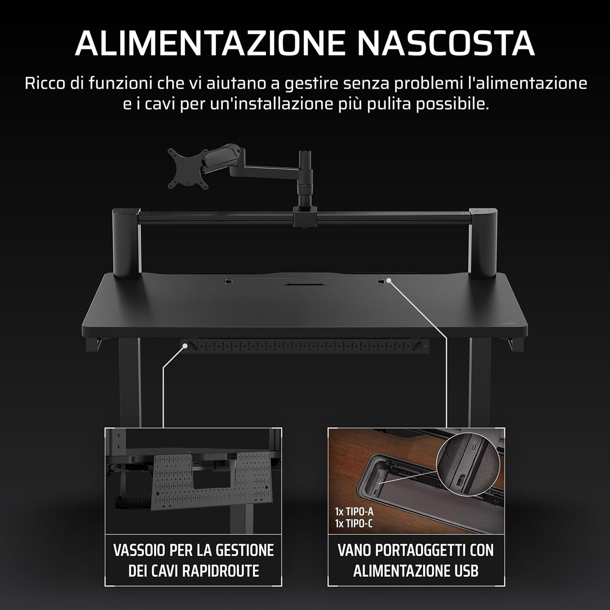 Corsair Platform 4 Fixed Gaming Desk - Nero - immagine 5