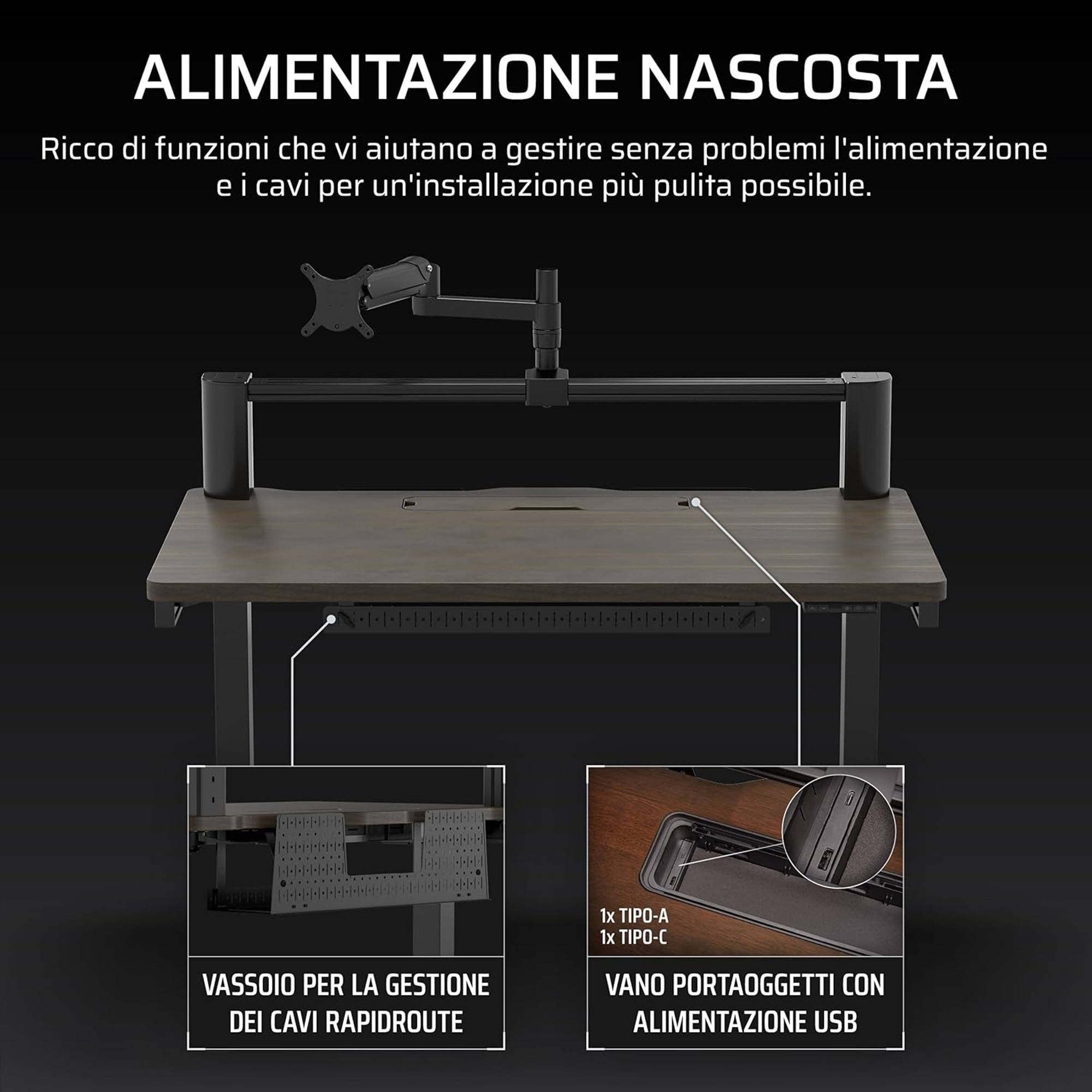 Corsair Platform 4 Elevate Gaming Desk - Wood - immagine 5