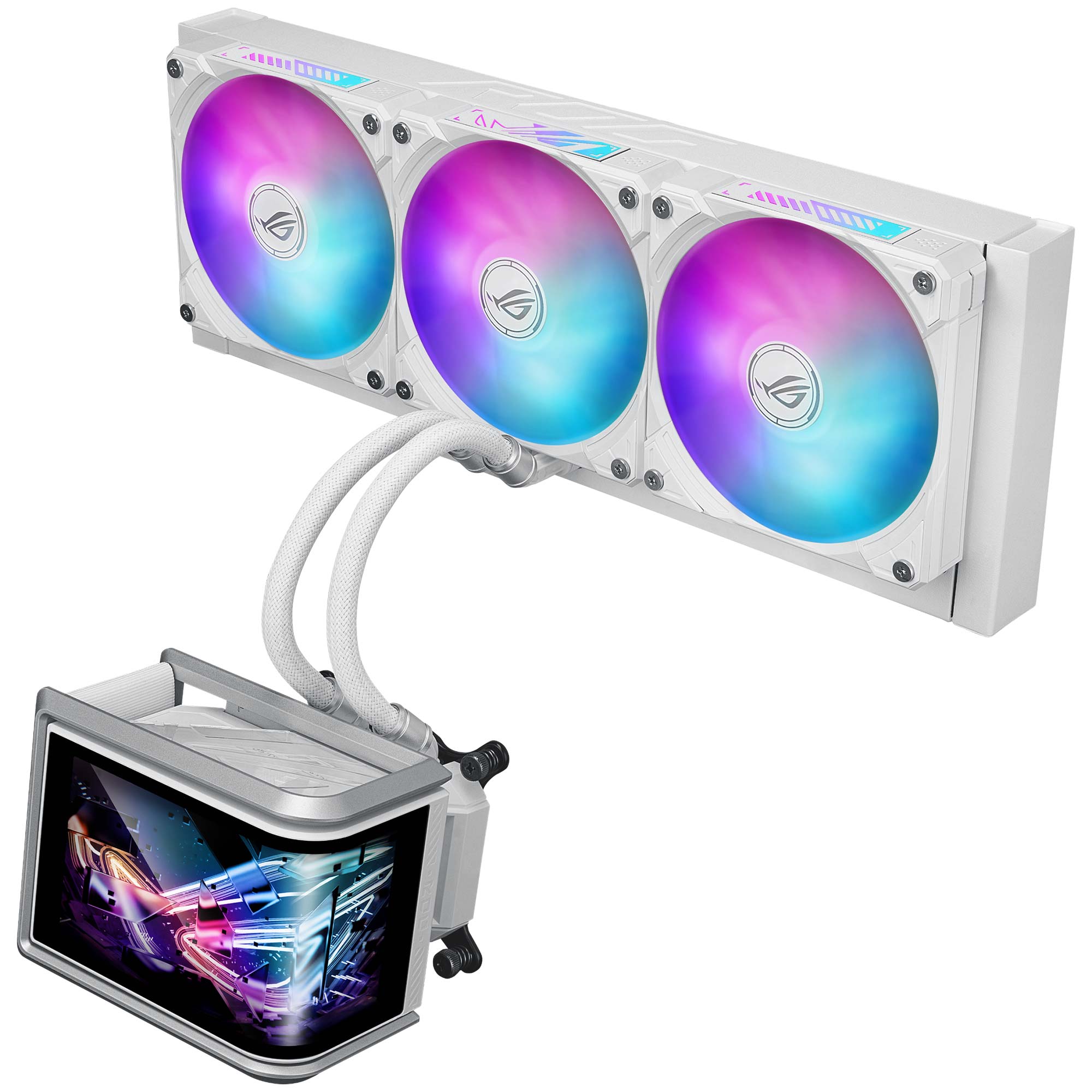 Asus ROG Ryuo IV SLC 360 ARGB Cooler AIO, schermo AMOLED Curvo 6,67", 360 mm - Bianco