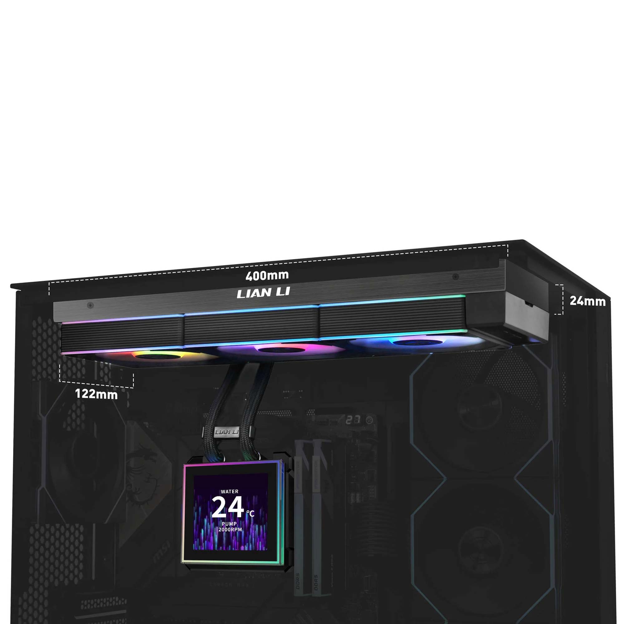 Lian Li HydroShift II LCD-S 360CL AIO Water Cooler, ARGB - Nero - immagine 5