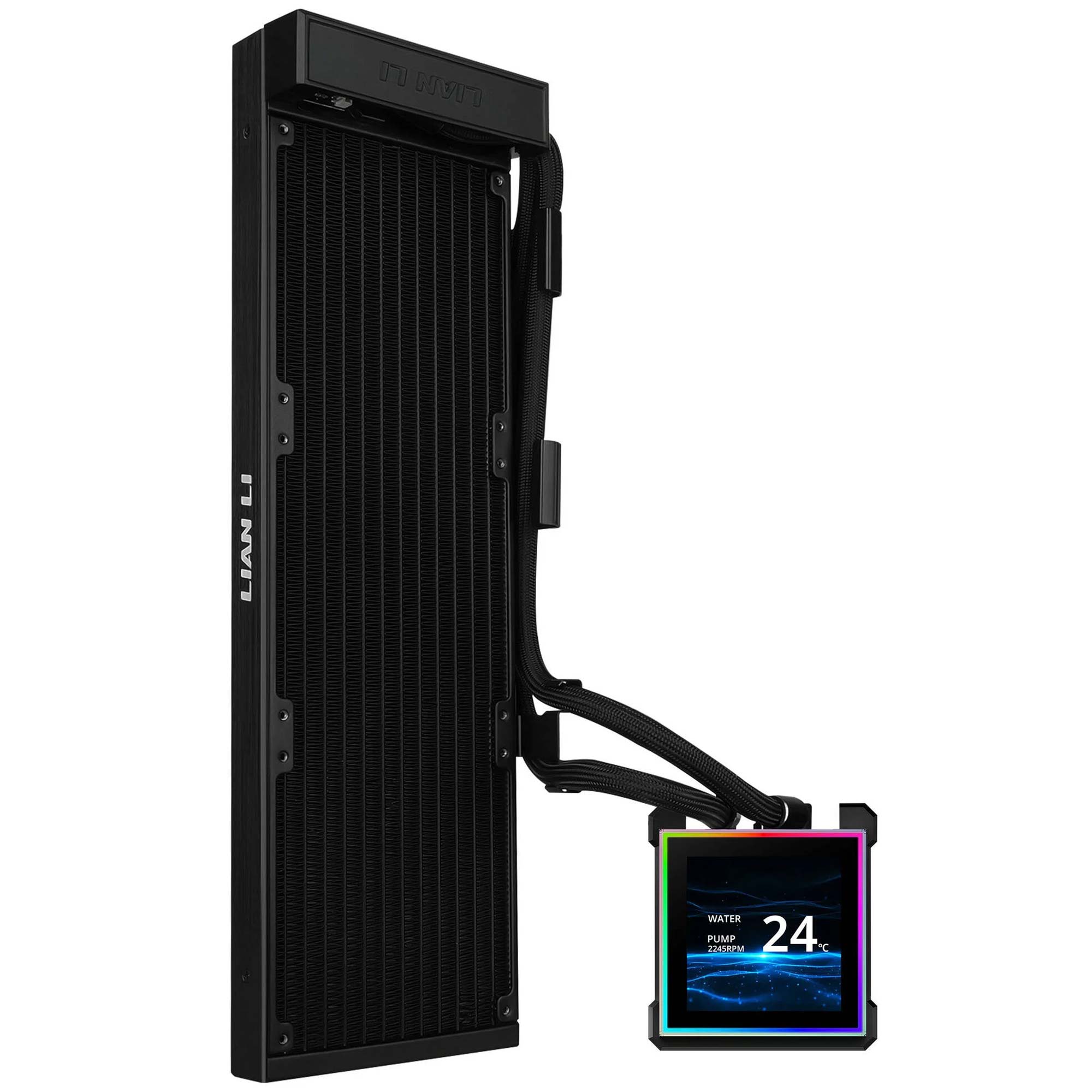 Lian Li HydroShift II LCD-S 360N Fanless AIO Water Cooler, ARGB - Nero