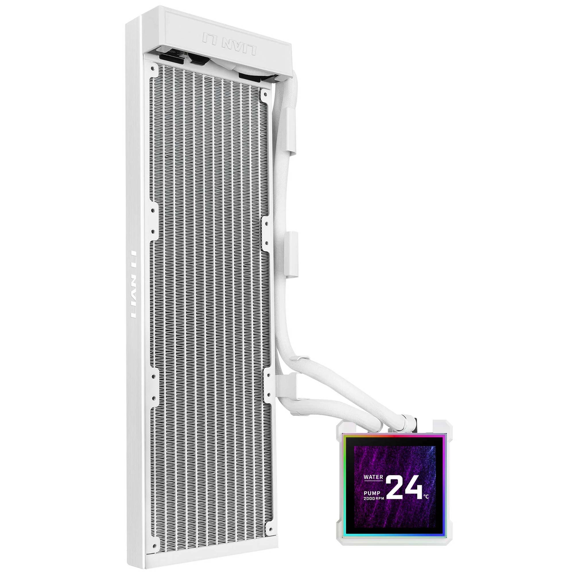 Lian Li HydroShift II LCD-S 360N Fanless AIO Water Cooler, ARGB - Bianco