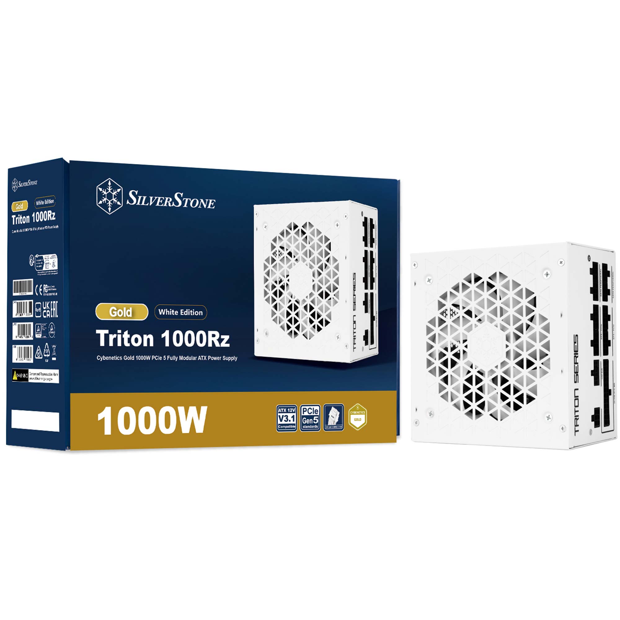 Silverstone Triton 1000Rz, Cybernetics Gold, modulare - 1000 Watt, Bianco - immagine 7