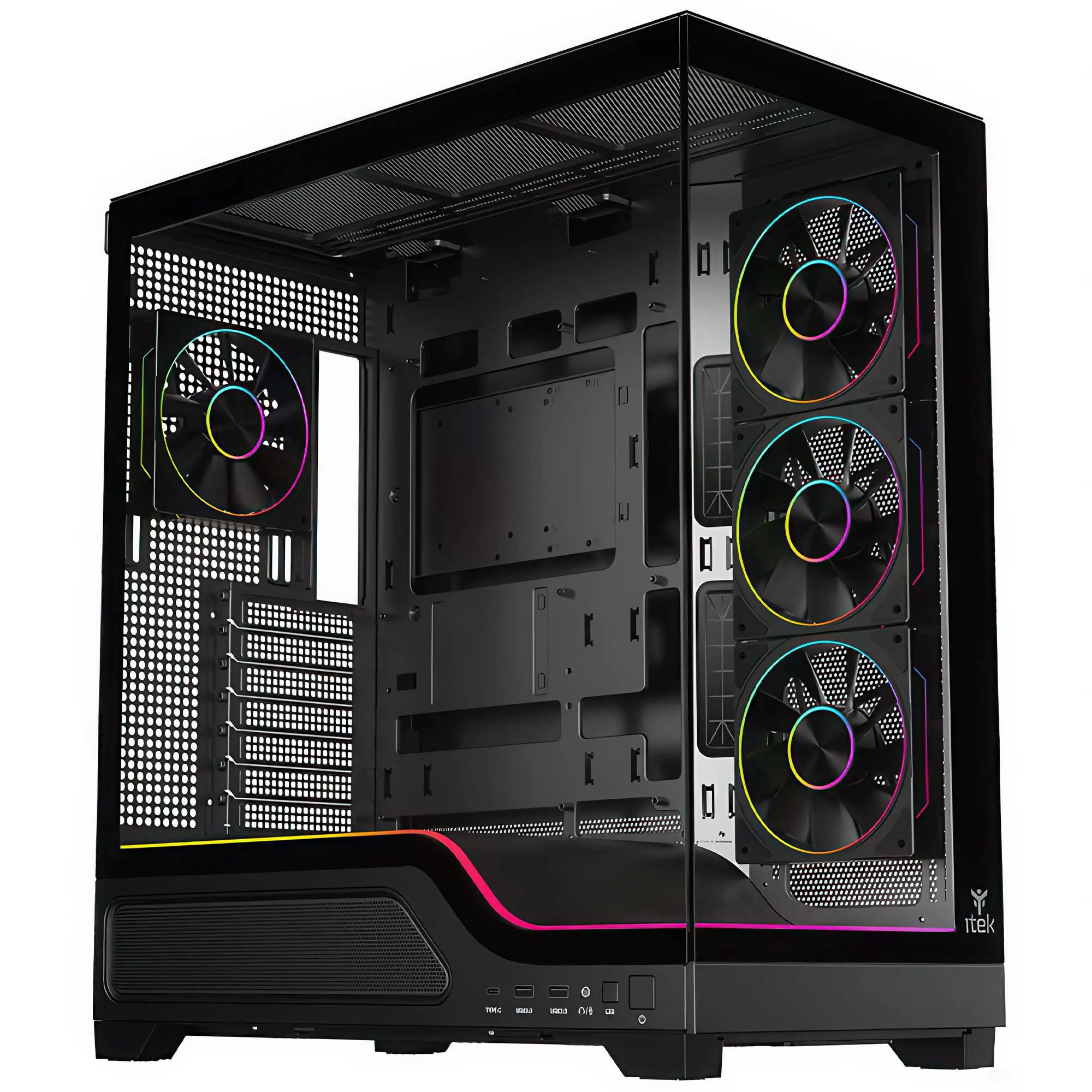 iTek Case Showbui Wave 82B ARGB, Mid-Tower, Vetro Temperato - Nero
