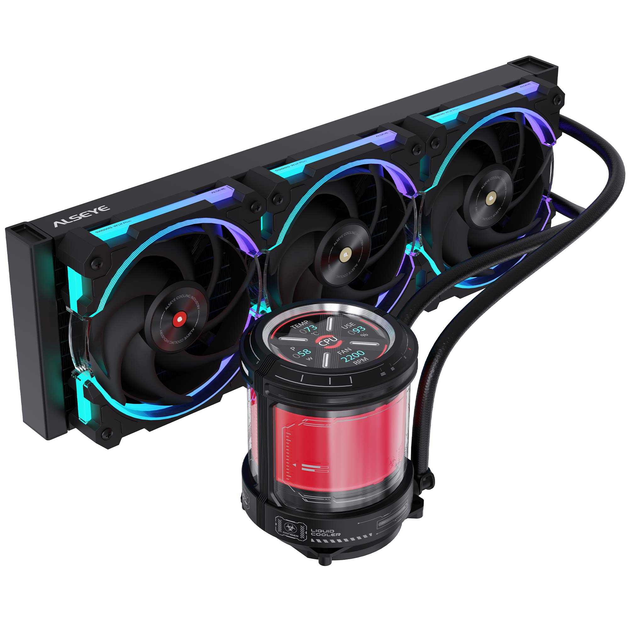 Alseye W360-V Dissipatore AIO ARGB, LCD 2.1", 350W TDP, 360mm - Nero