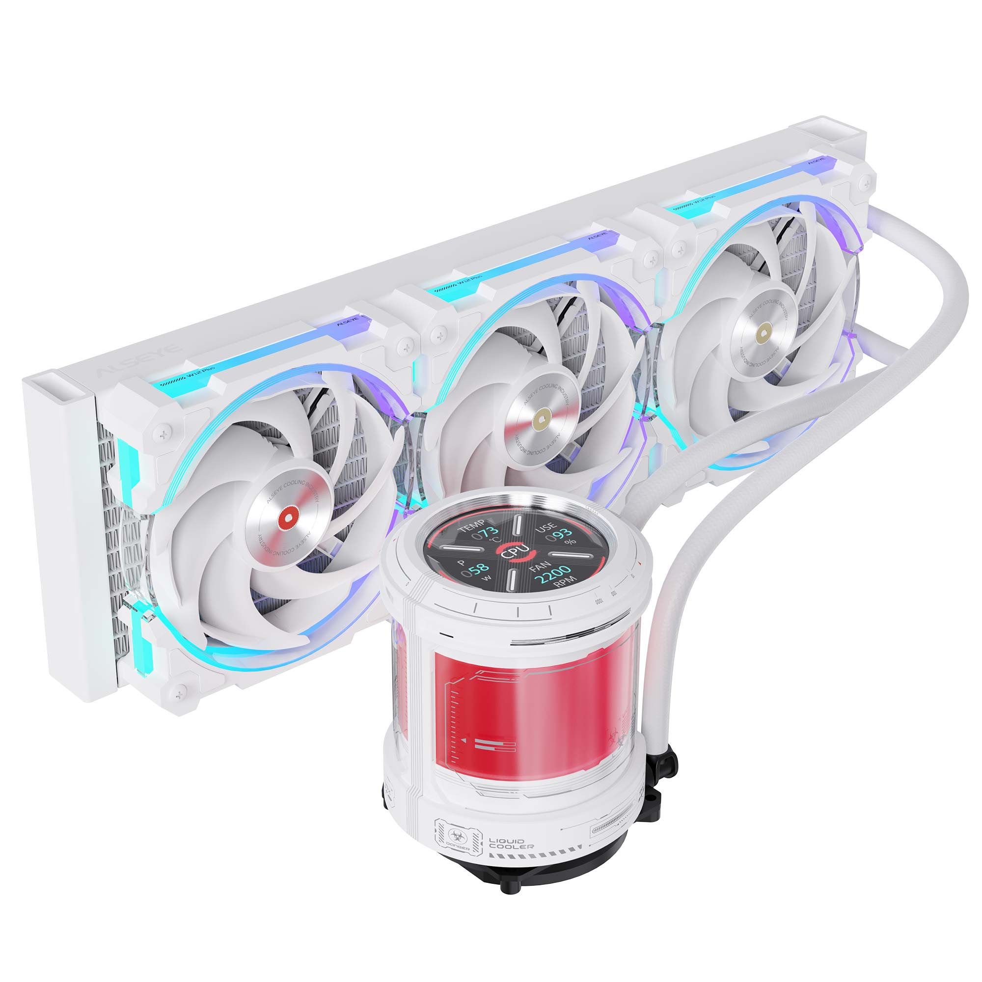 Alseye W360-V Dissipatore AIO ARGB, LCD 2.1", 350W TDP, 360mm - Bianco