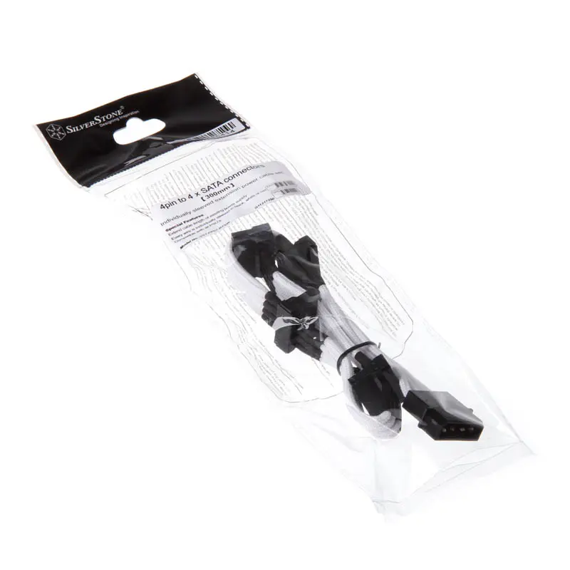Silverstone Adattatore da Molex a 4x SATA 30 cm - sleeved Bianco - immagine 3