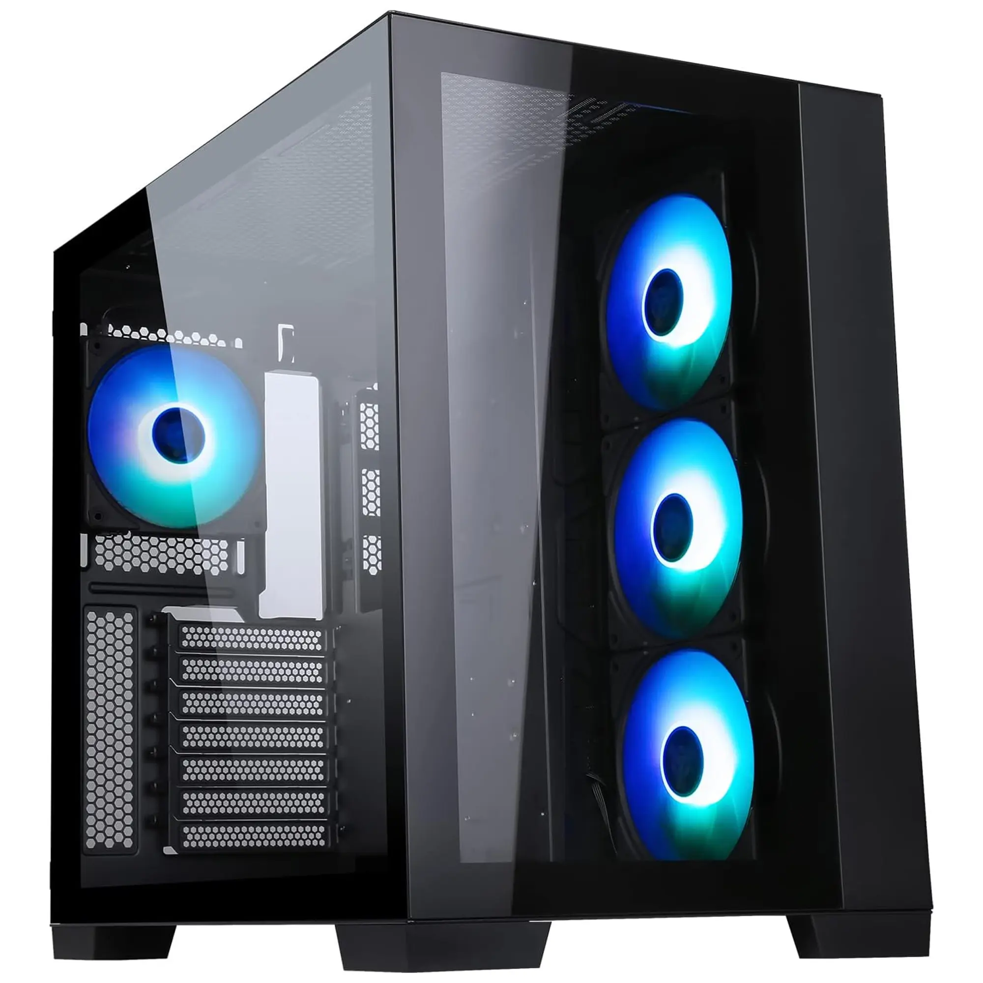 iTek Case DARK CAVE, Illuminazione RGB, Vetro Temperato - Nero