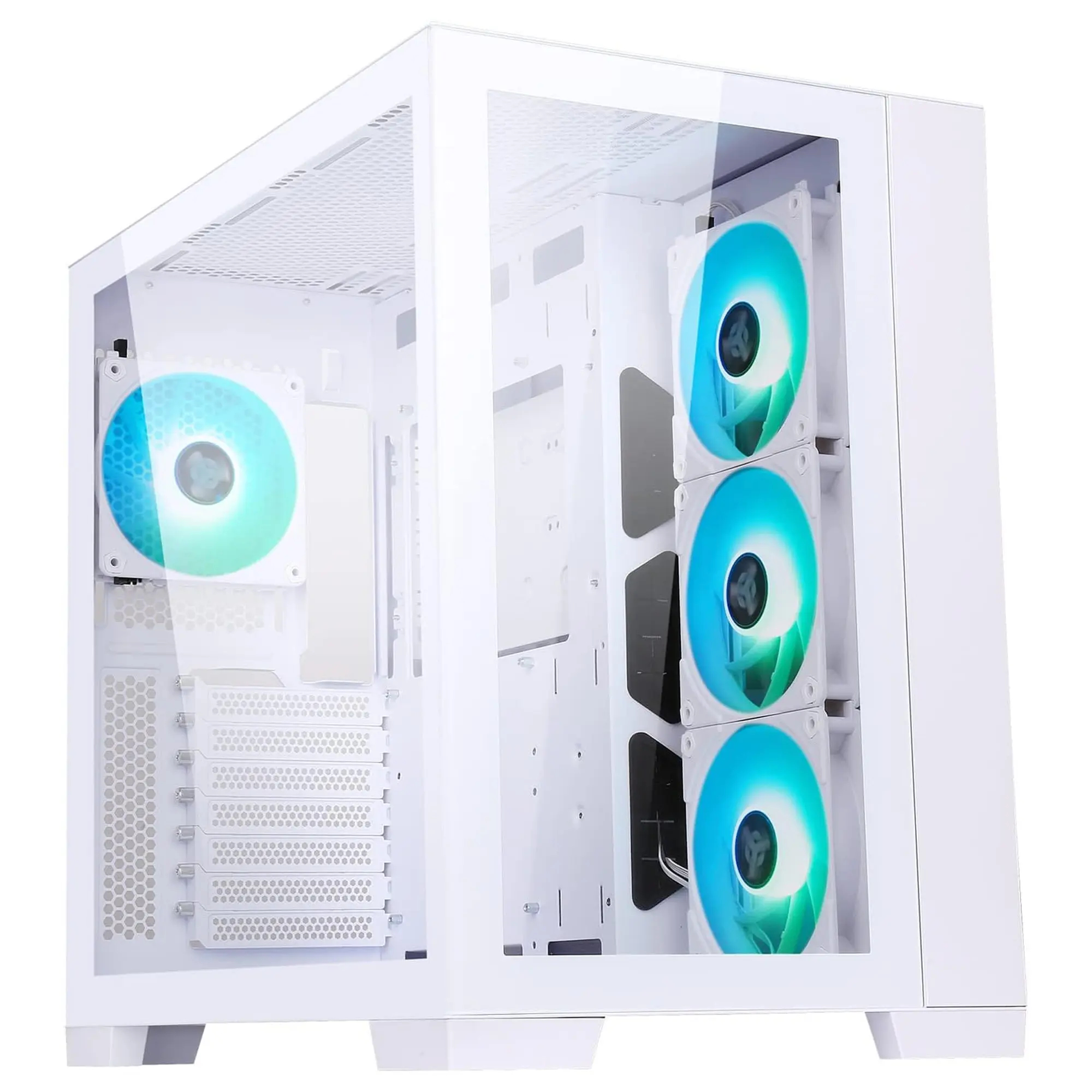 iTek Case DARK CAVE, Illuminazione RGB, Vetro Temperato - Bianco