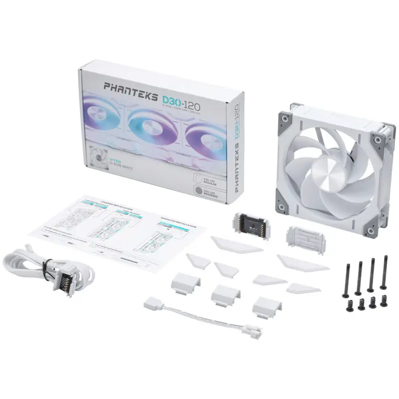 PHANTEKS D30 PWM Reverse Airflow D-RGB, 120mm - Bianco - immagine 7