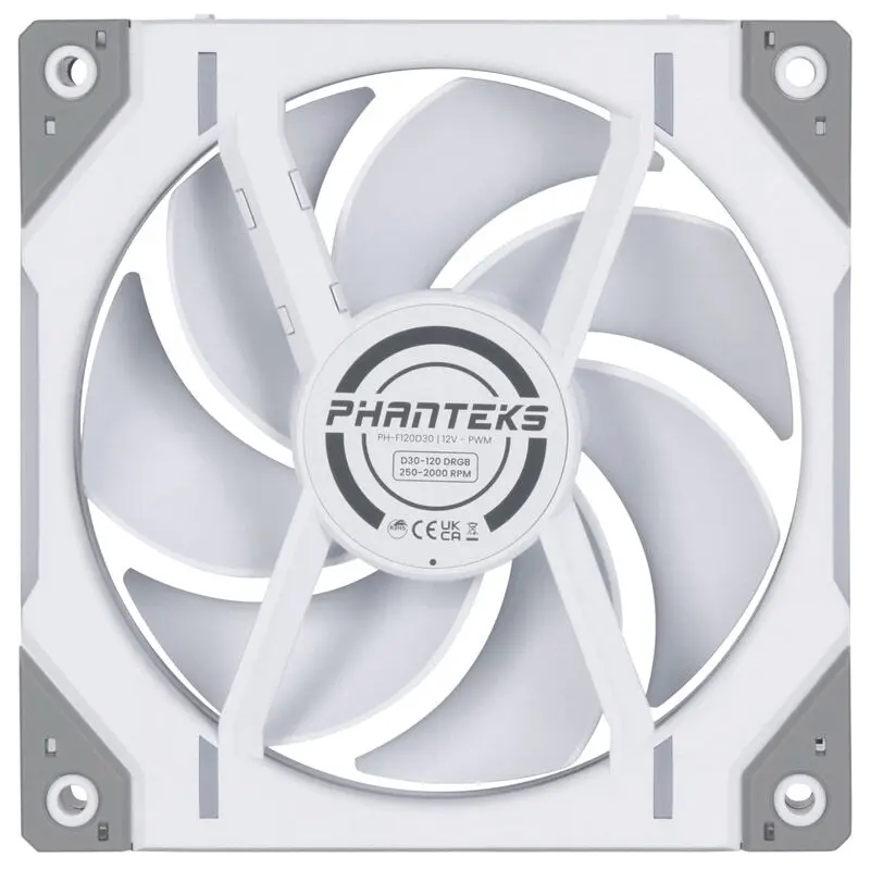 PHANTEKS D30 PWM Regular Airflow D-RGB, 120mm - Bianco - immagine 4