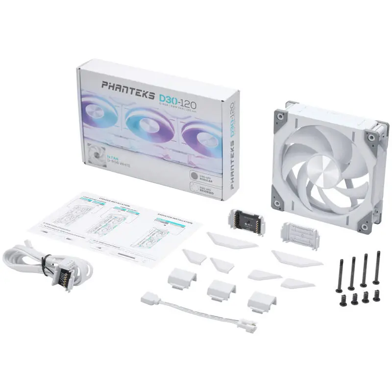 PHANTEKS D30 PWM Regular Airflow D-RGB, 120mm - Bianco - immagine 7
