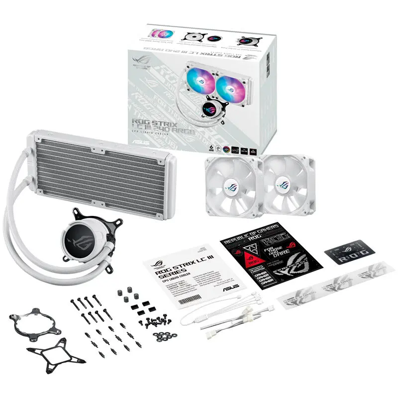Asus ROG Strix LC III 240 ARGB AIO Liquid CPU Cooler, Bianco - 240mm - immagine 6