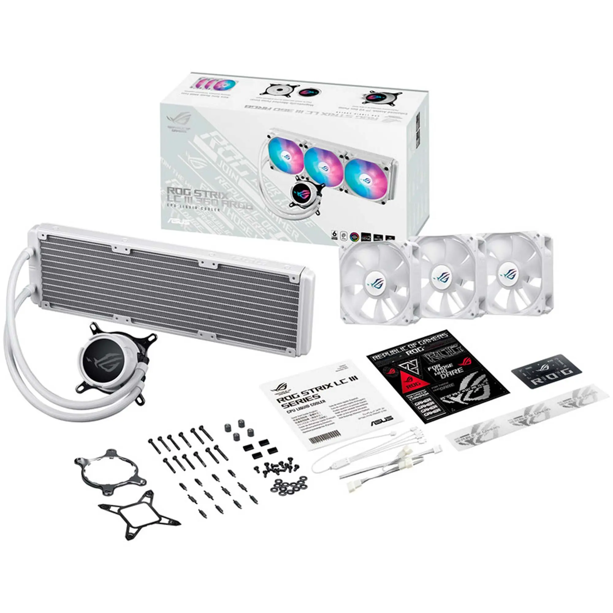 Asus ROG Strix LC III 360 ARGB AIO Liquid CPU Cooler, Bianco - 360mm - immagine 4