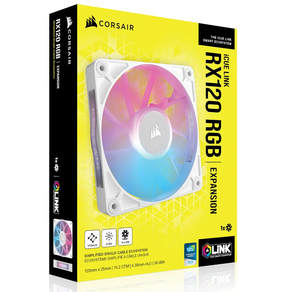 Corsair iCUE LINK RX120 RGB Series, Ventola PWM - 120mm, Bianco - immagine 7