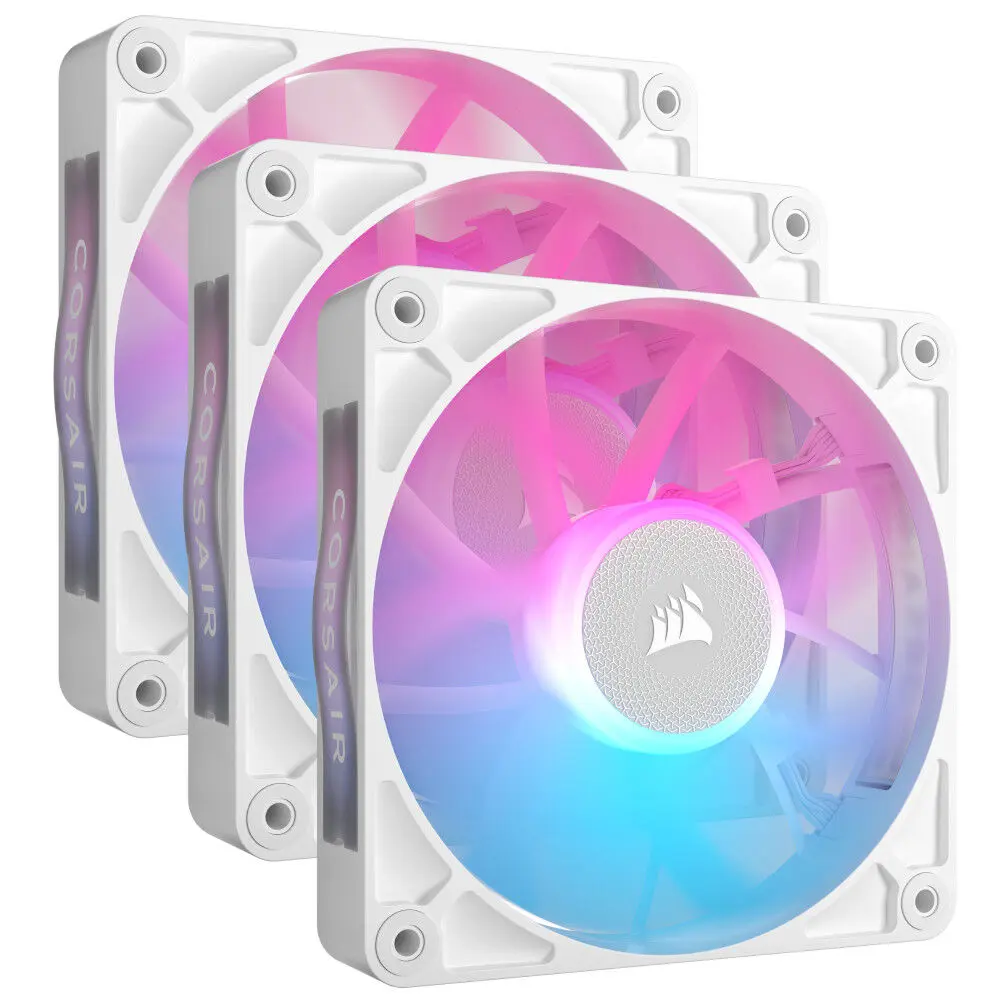 Corsair iCUE LINK RX120 RGB Series, Ventola PWM, Kit da 3 - 120mm, Bianco