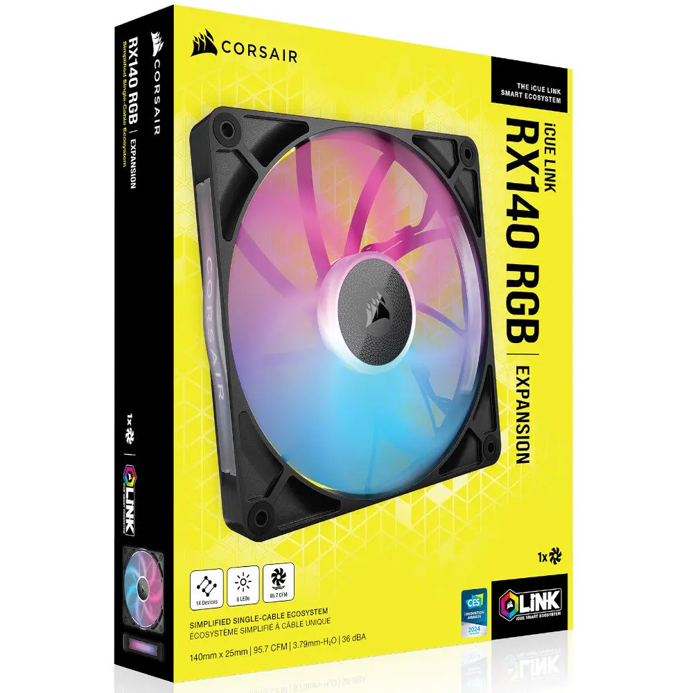 Corsair iCUE LINK RX140 RGB Series, Ventola PWM - 140mm, Nero - immagine 7