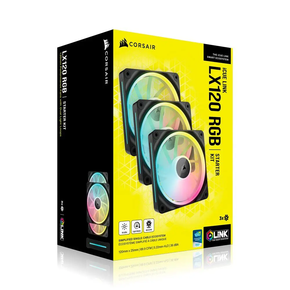 Corsair iCUE LINK LX120 RGB, Ventole PWM, Triple Fan Kit, Nera - 120mm - immagine 6