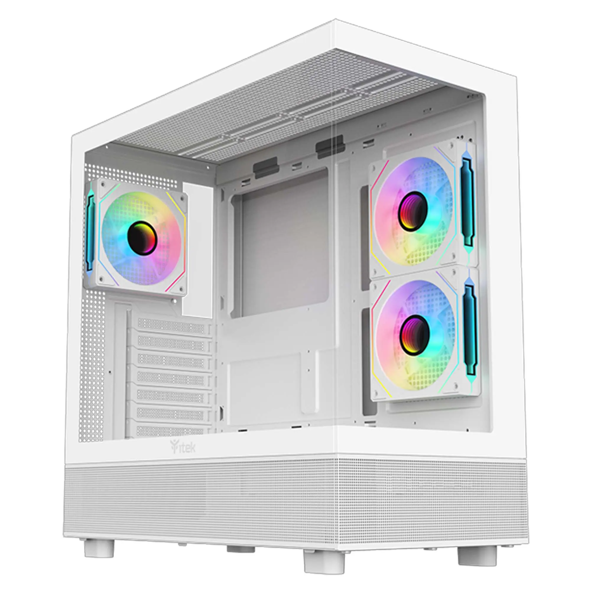 iTek Case Showbui 42W, Middle-Tower, Vetro Temperato - Bianco