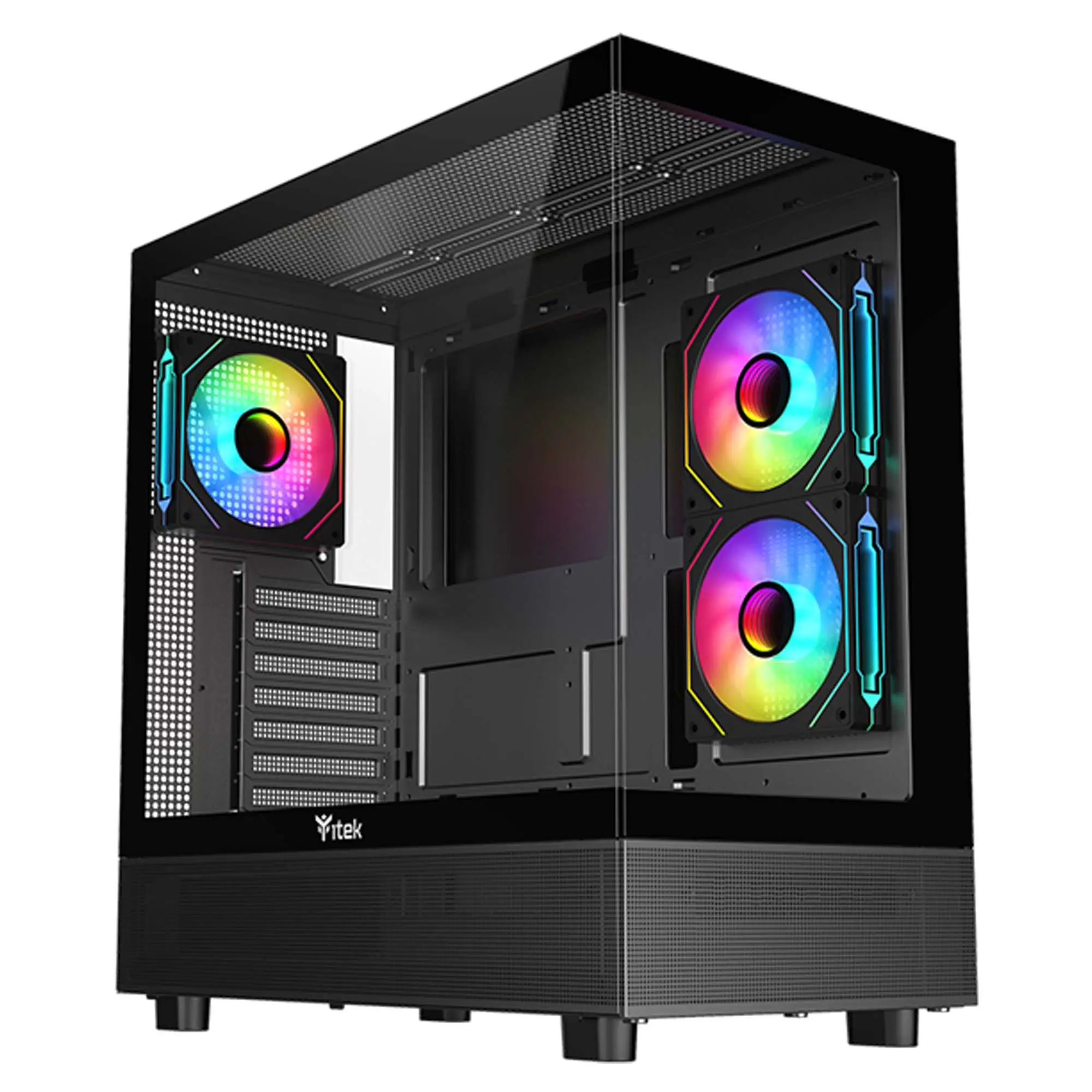 iTek Case Showbui 42B, Middle-Tower, Vetro Temperato - Nero