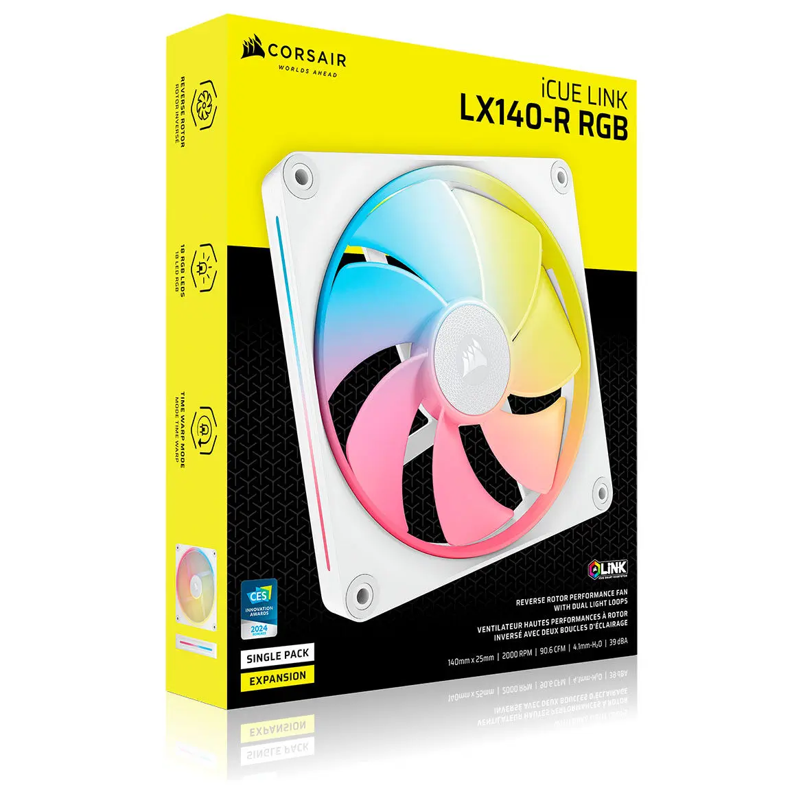 Corsair iCUE LINK LX140-R RGB, Ventola PWM Reverse, Bianca - 140mm - immagine 7