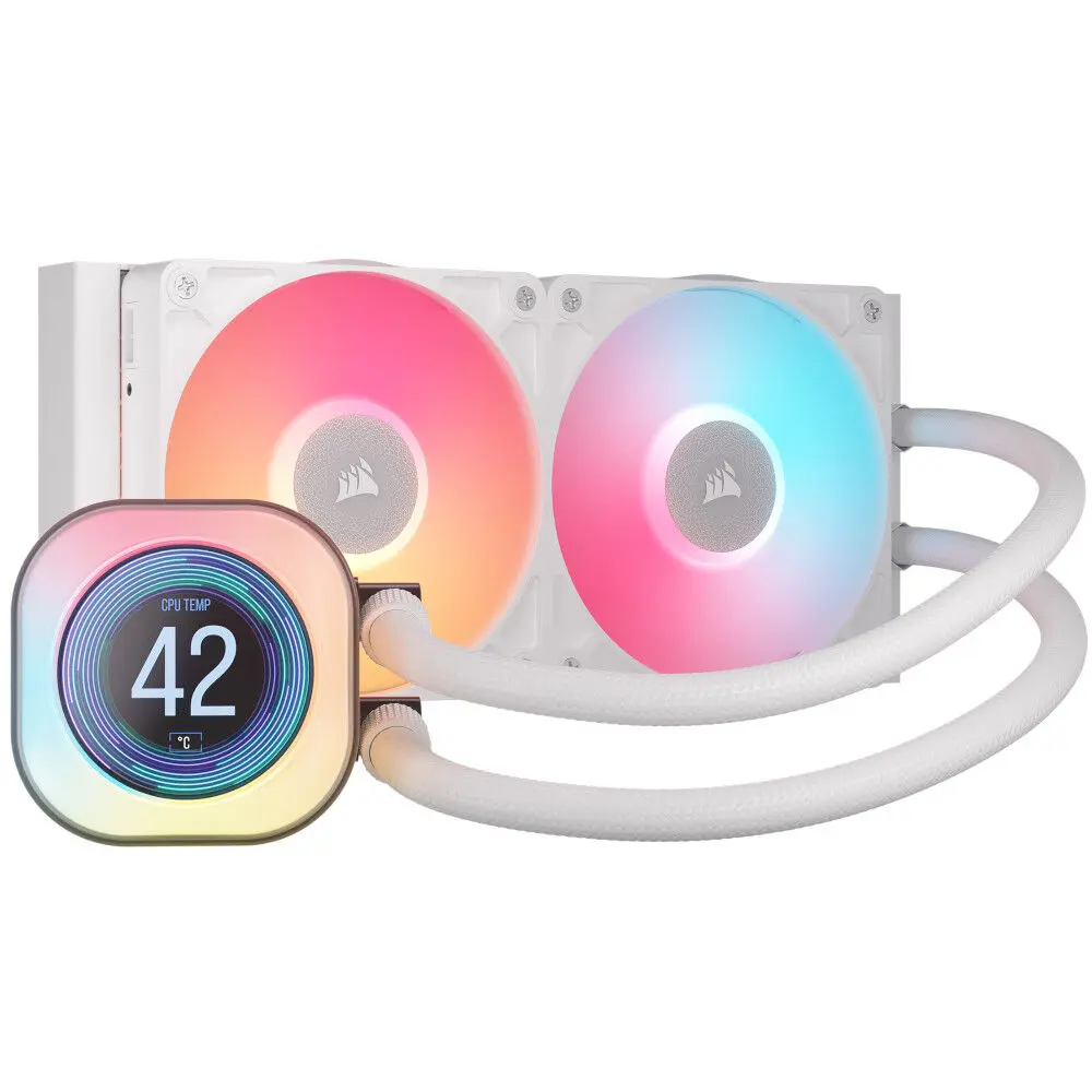 CORSAIR iCUE LINK TITAN 240 RX LCD AIO, 240mm Radiator, Liquid CPU Cooler - Bianco
