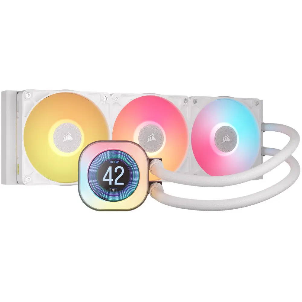 CORSAIR iCUE LINK TITAN 360 RX LCD AIO, 360mm Radiator, Liquid CPU Cooler - Bianco