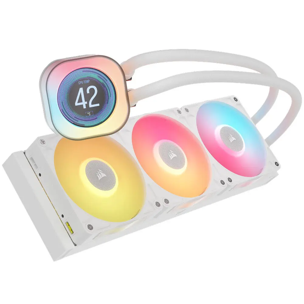 CORSAIR iCUE LINK TITAN 360 RX LCD AIO, 360mm Radiator, Liquid CPU Cooler - Bianco - immagine 2