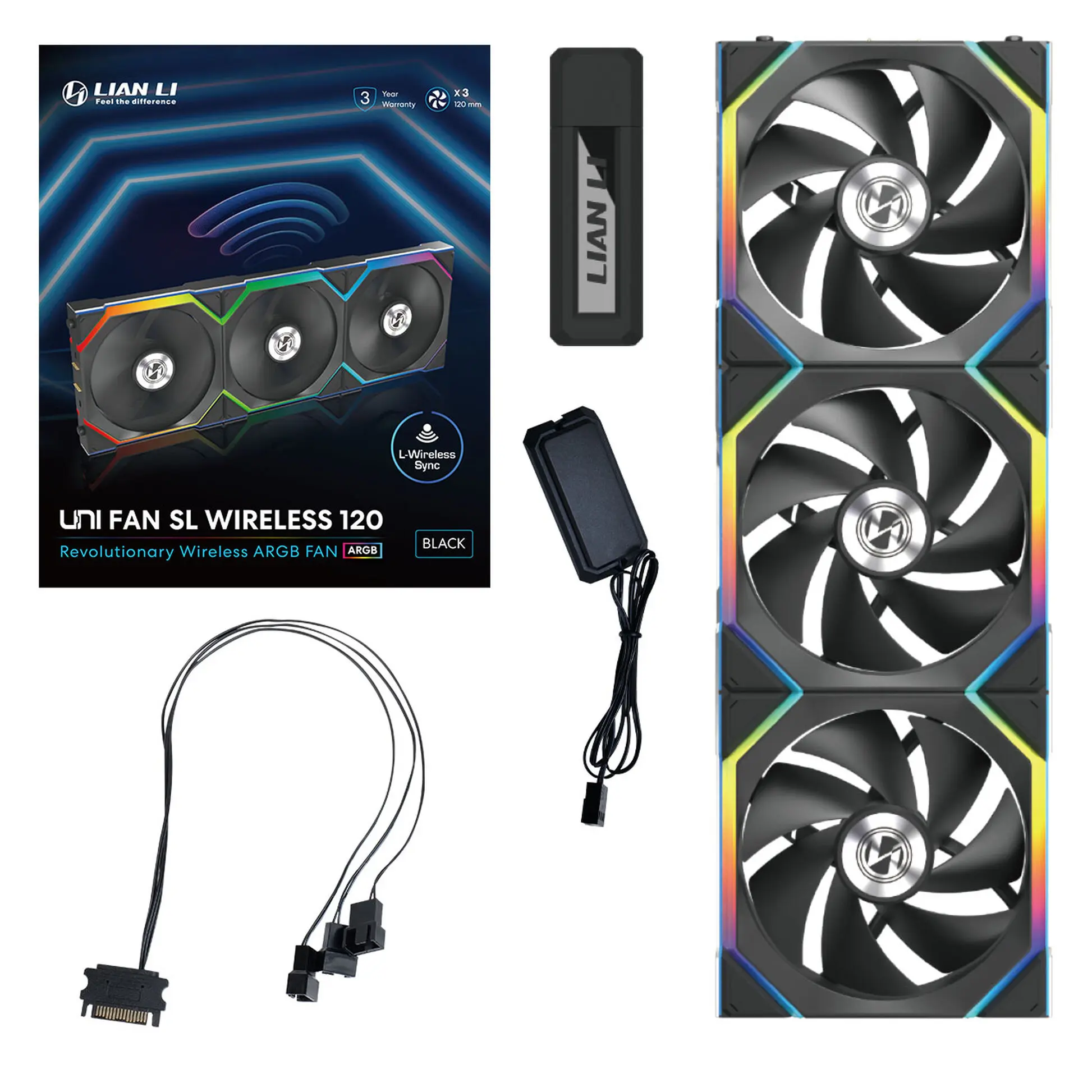 Lian Li UNI FAN SL Wireless ARGB PWM 120 mm Triple Fan Kit- Nero - immagine 6