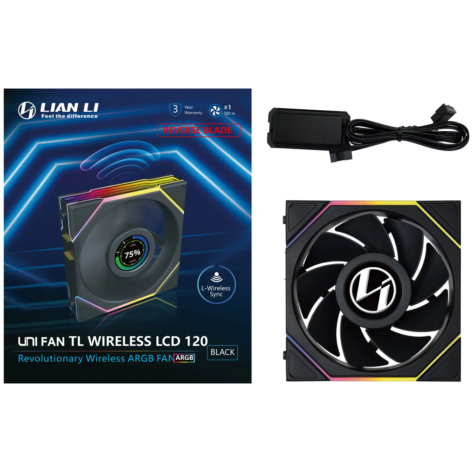 Lian Li UNI FAN TL LCD Wireless ARGB PWM Reverse 120 mm - Nero - immagine 5
