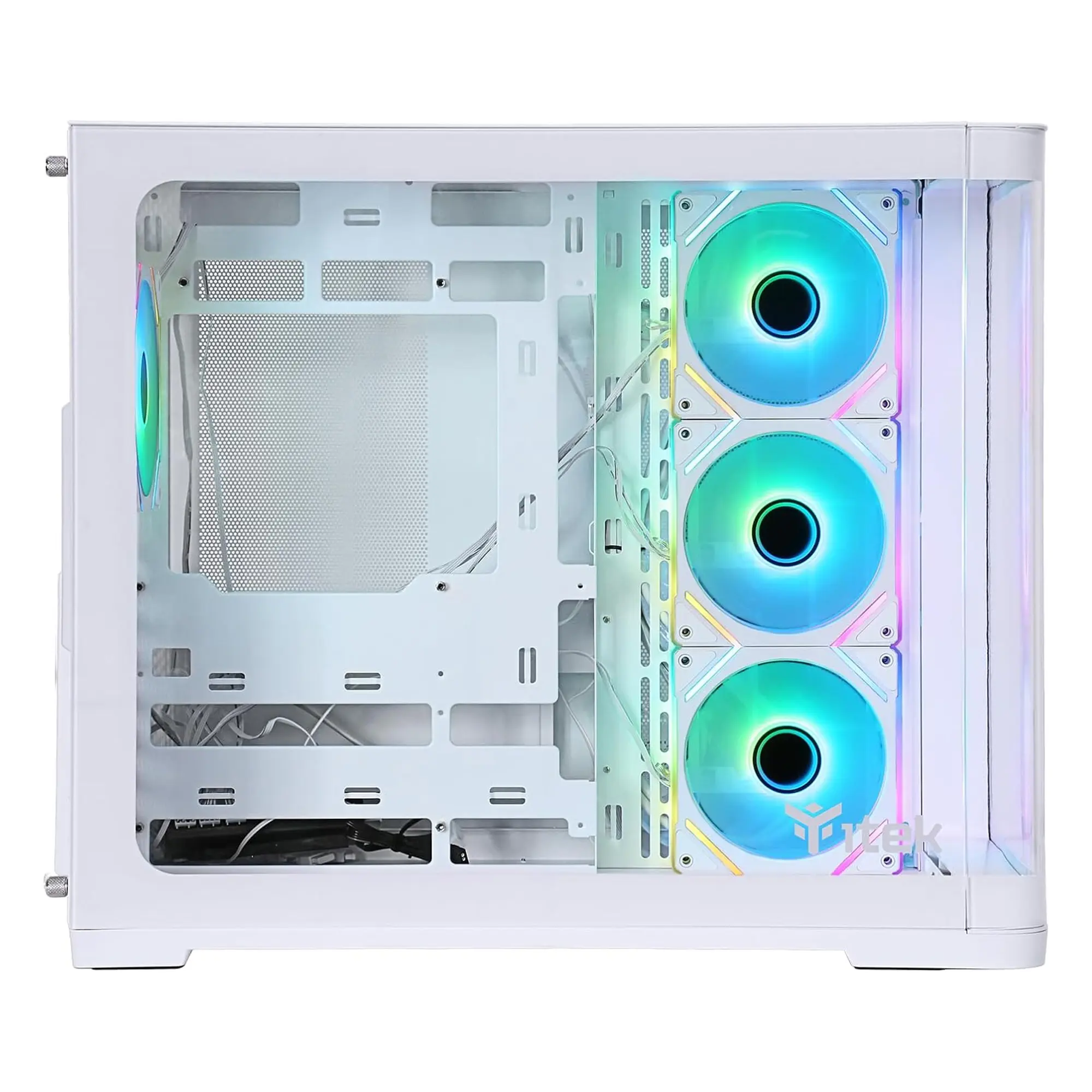 iTek Case DARK CAVE Curved, ARGB, Vetro Temperato - Bianco - immagine 2