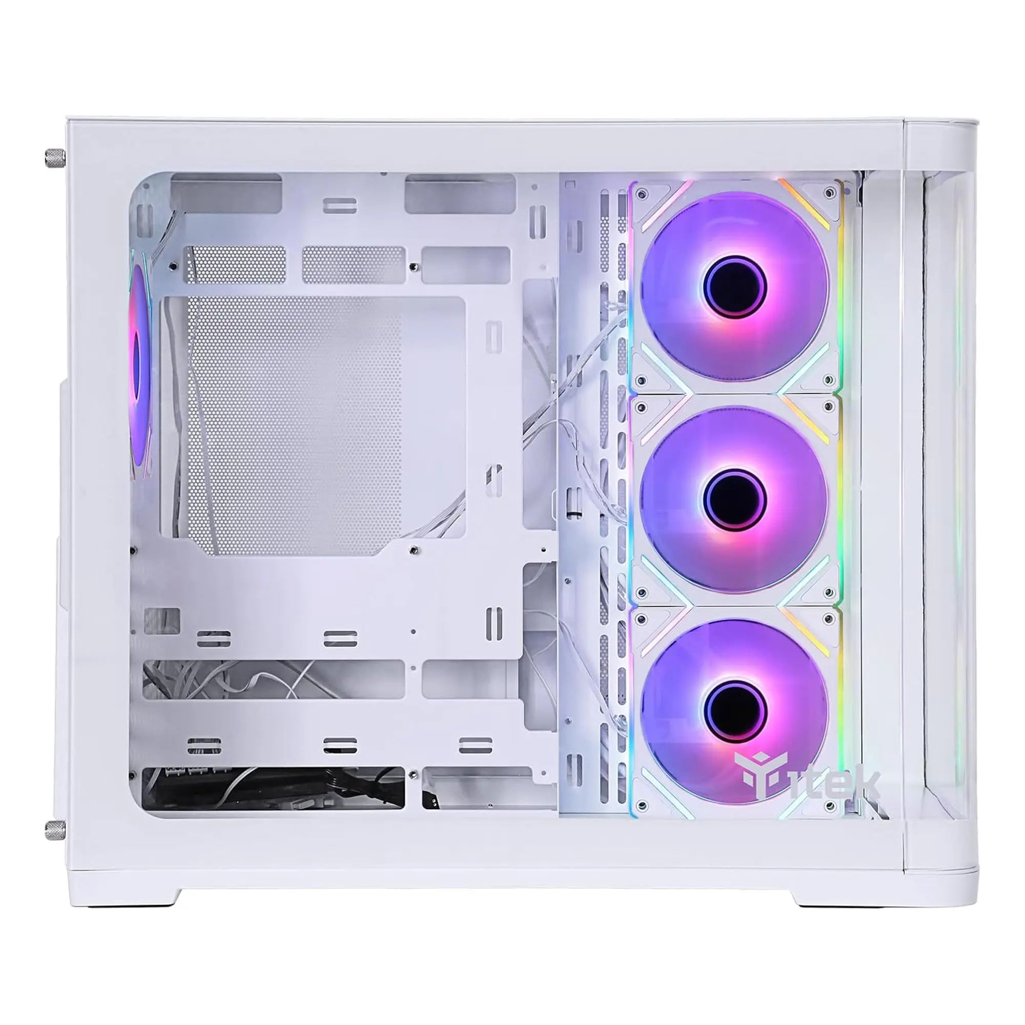 iTek Case DARK CAVE Curved, ARGB, Vetro Temperato - Bianco - immagine 3