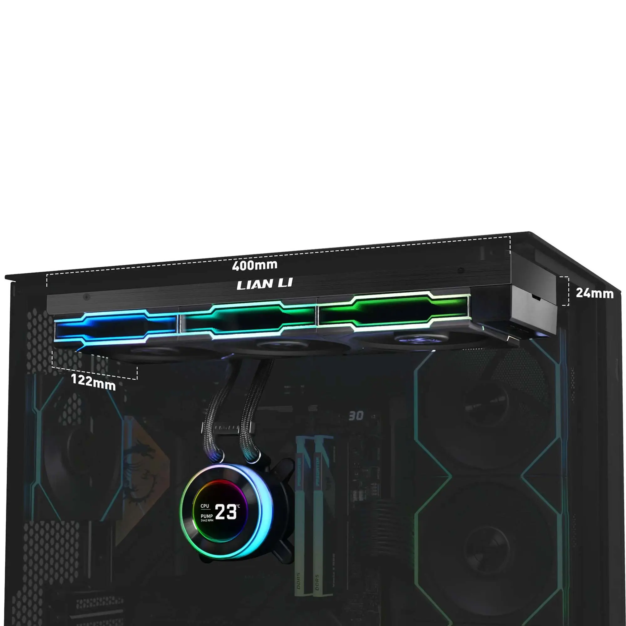 Lian Li HydroShift II LCD-C 360TL AIO Water Cooler, ARGB - Nero - immagine 3