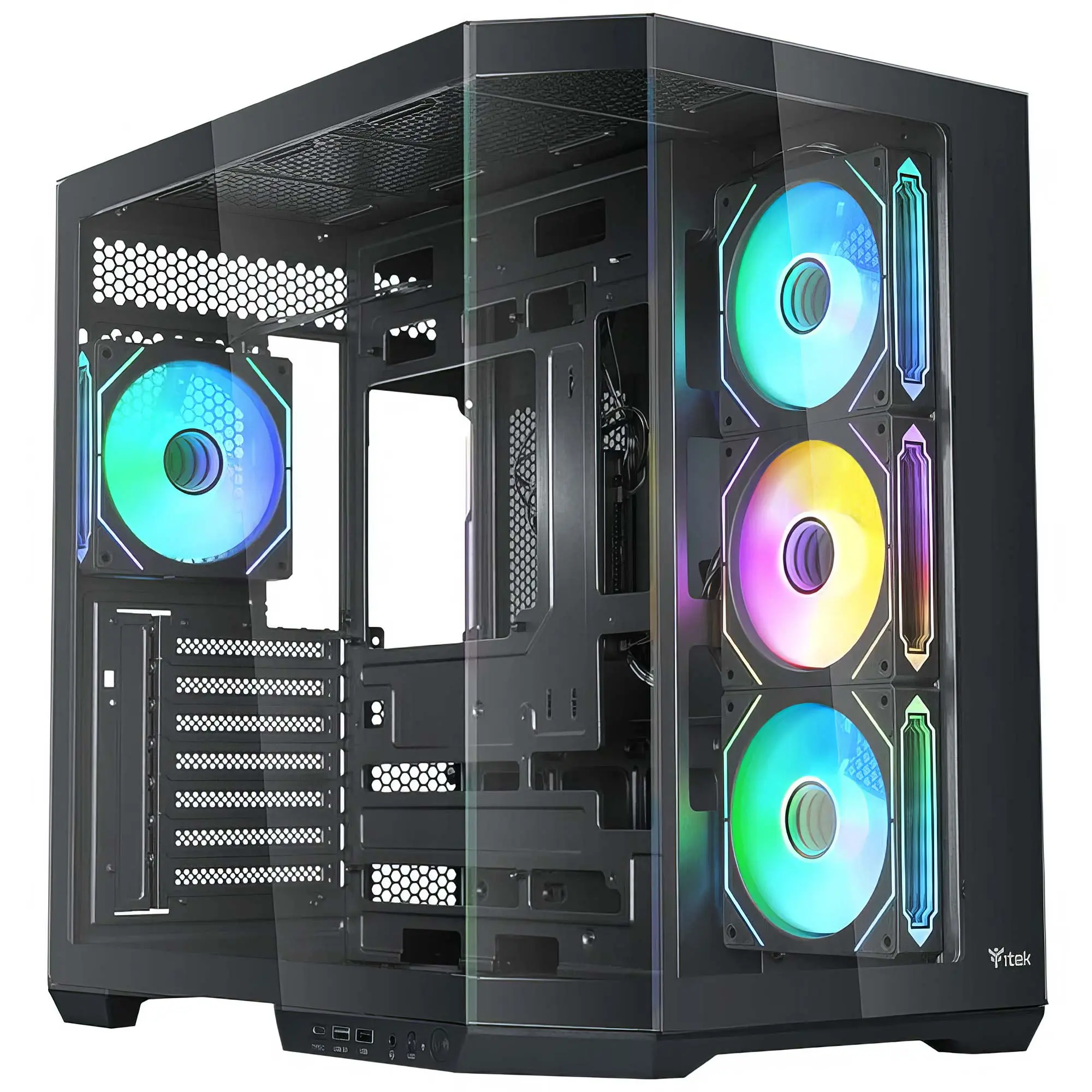 iTek Case DARK CAVE AKU, ARGB, Vetro Temperato - Nero