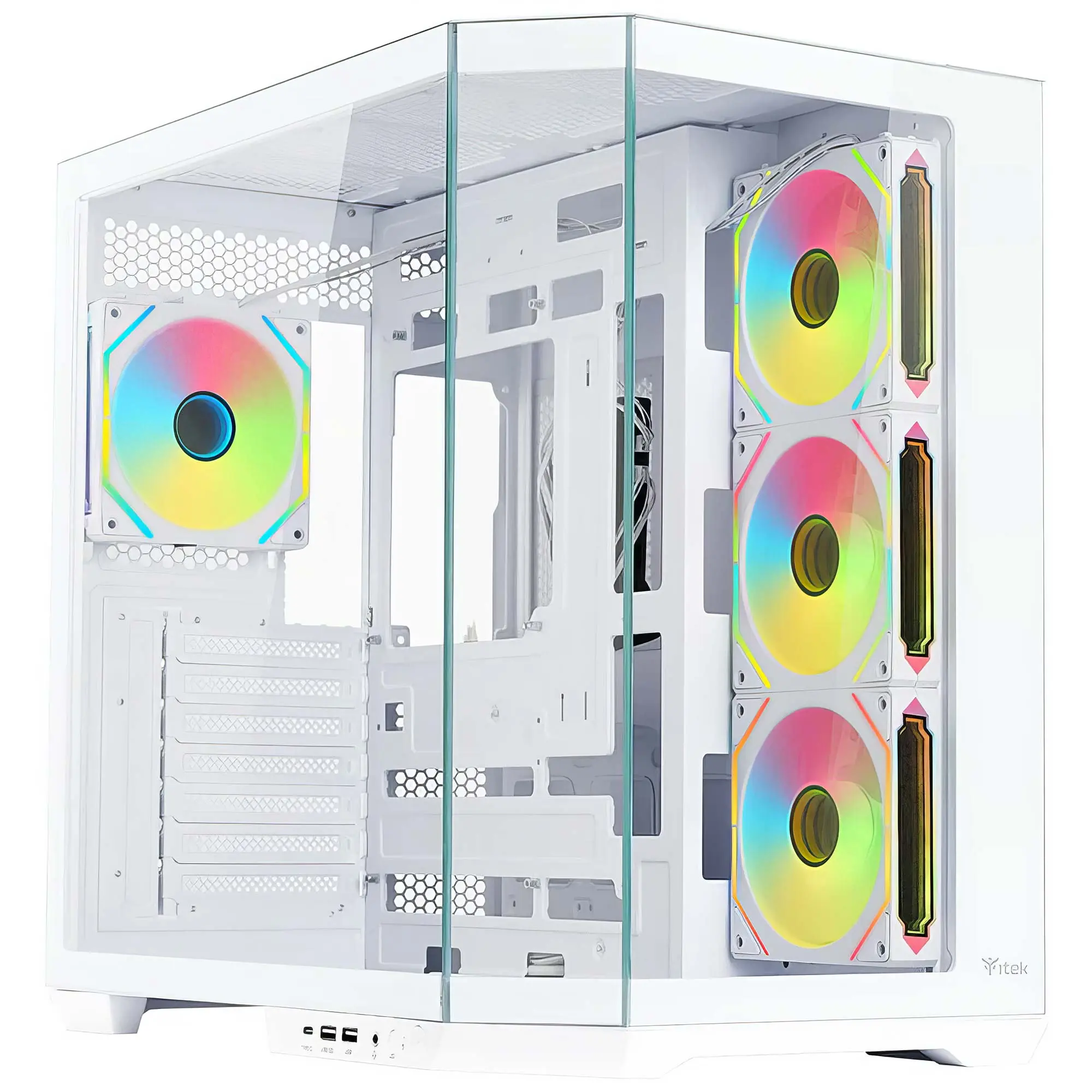 iTek Case DARK CAVE AKU, ARGB, Vetro Temperato - Bianco