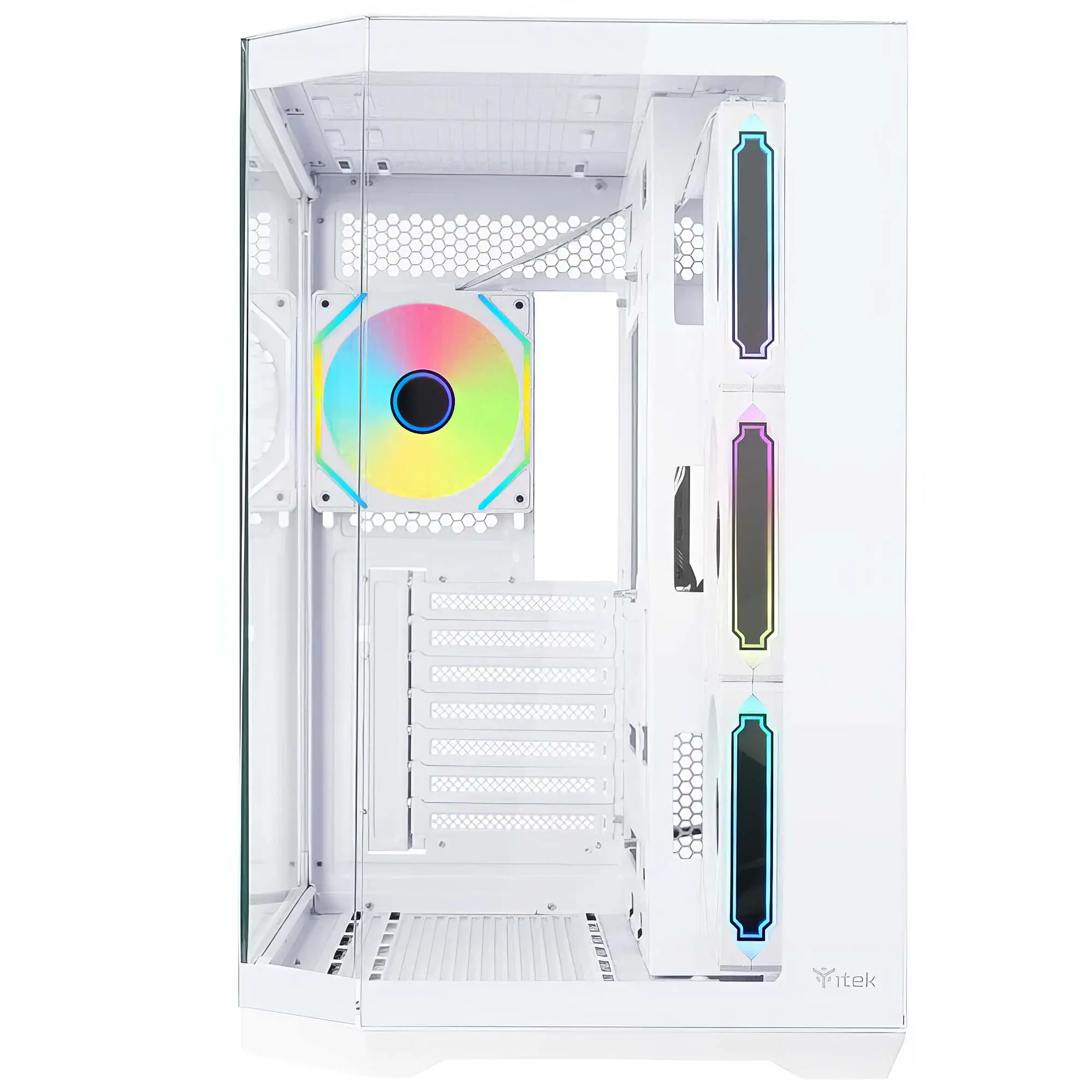 iTek Case DARK CAVE AKU, ARGB, Vetro Temperato - Bianco - immagine 2