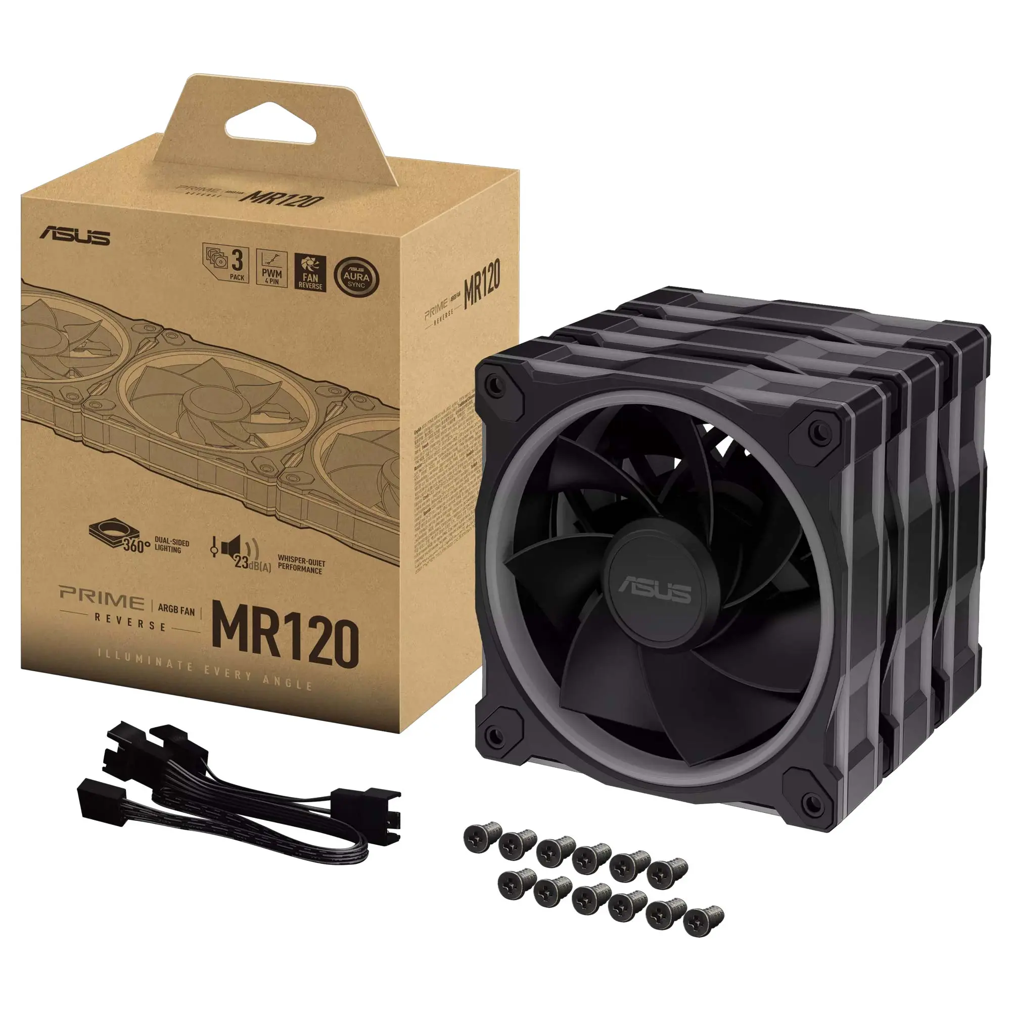 Asus Prime MR120 Reverse Fan ARGB - Nero (3pz) - immagine 5