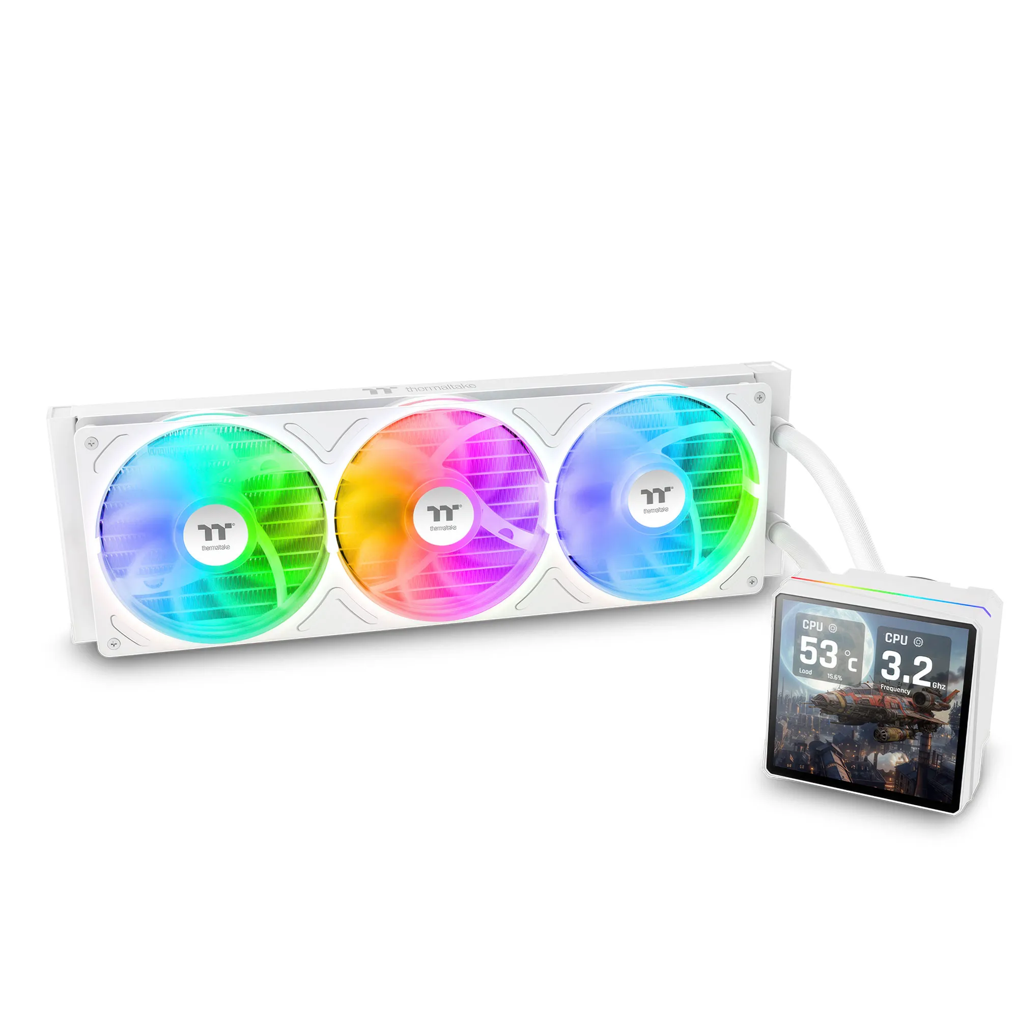 Thermaltake TH360 V3 Ultra ARGB Sync Snow White - AIO Liquid Cooler 360mm con LCD 3.95"
