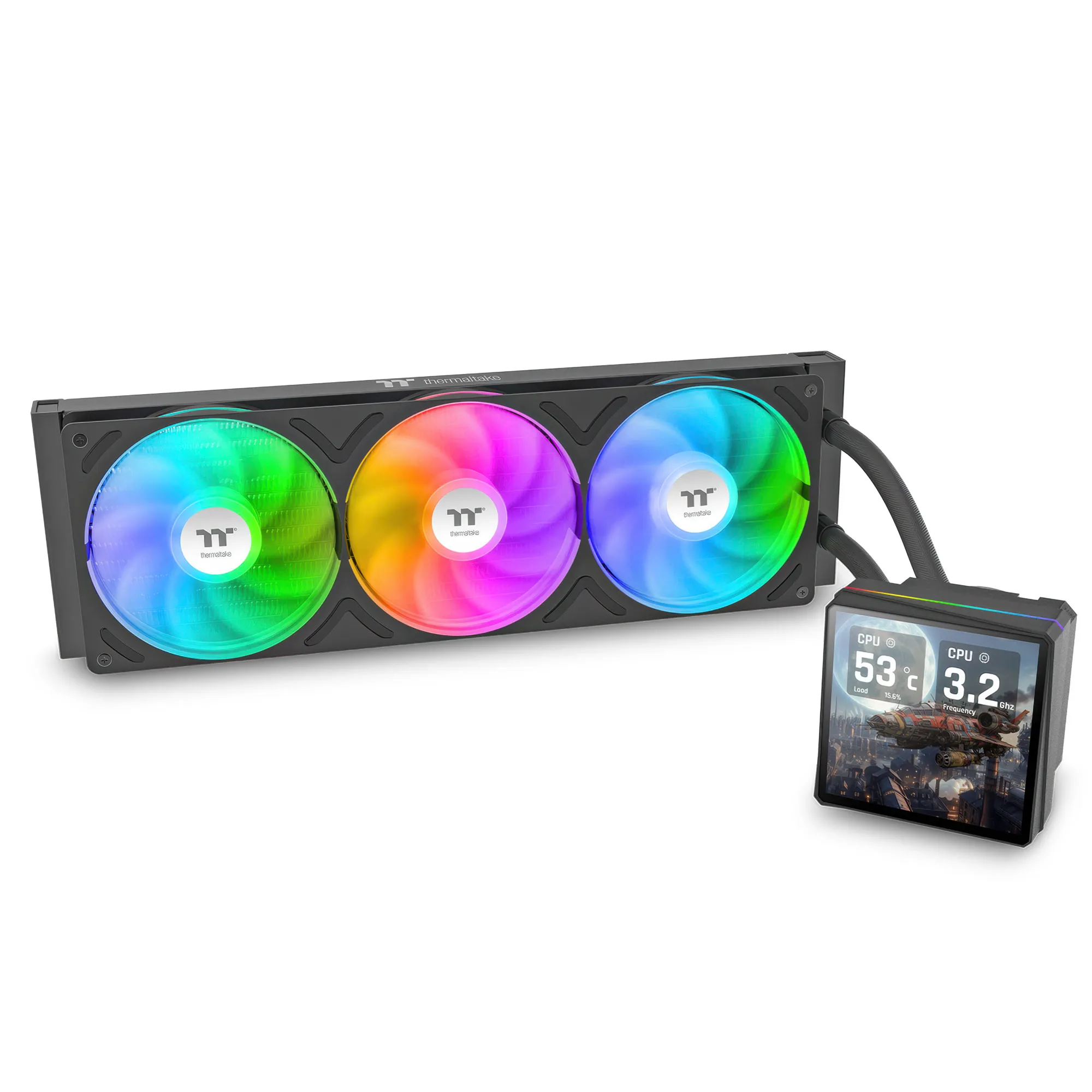 Thermaltake TH360 V3 Ultra ARGB Sync - Nero - AIO Liquid Cooler 360mm con LCD 3.95"