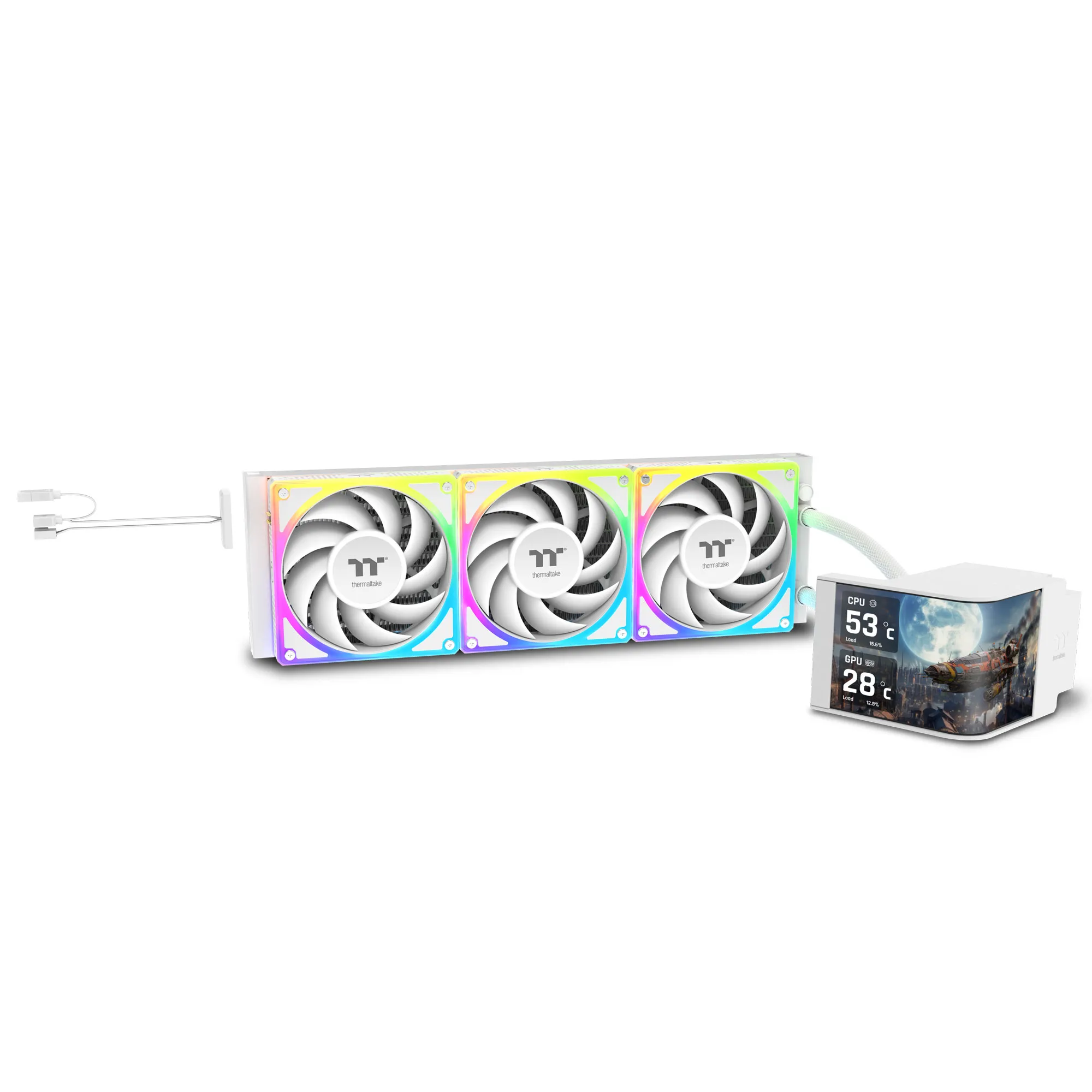 Thermaltake MAGCurve 360 Ultra ARGB Sync - Snow White - Dissipatore AIO 360mm con display AMOLED curvo 6.67"