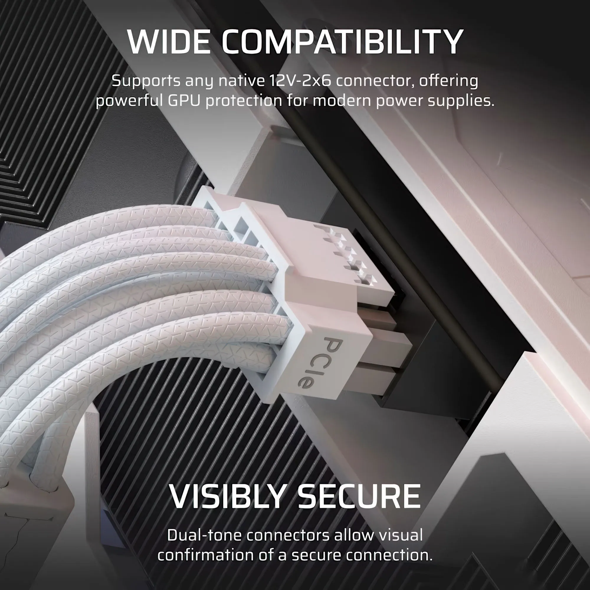 Corsair ThermalProtect PCIe 5.1 600W 12V-2x6 - Cavo di alimentazione GPU bianco con protezione termica integrata - immagine 5
