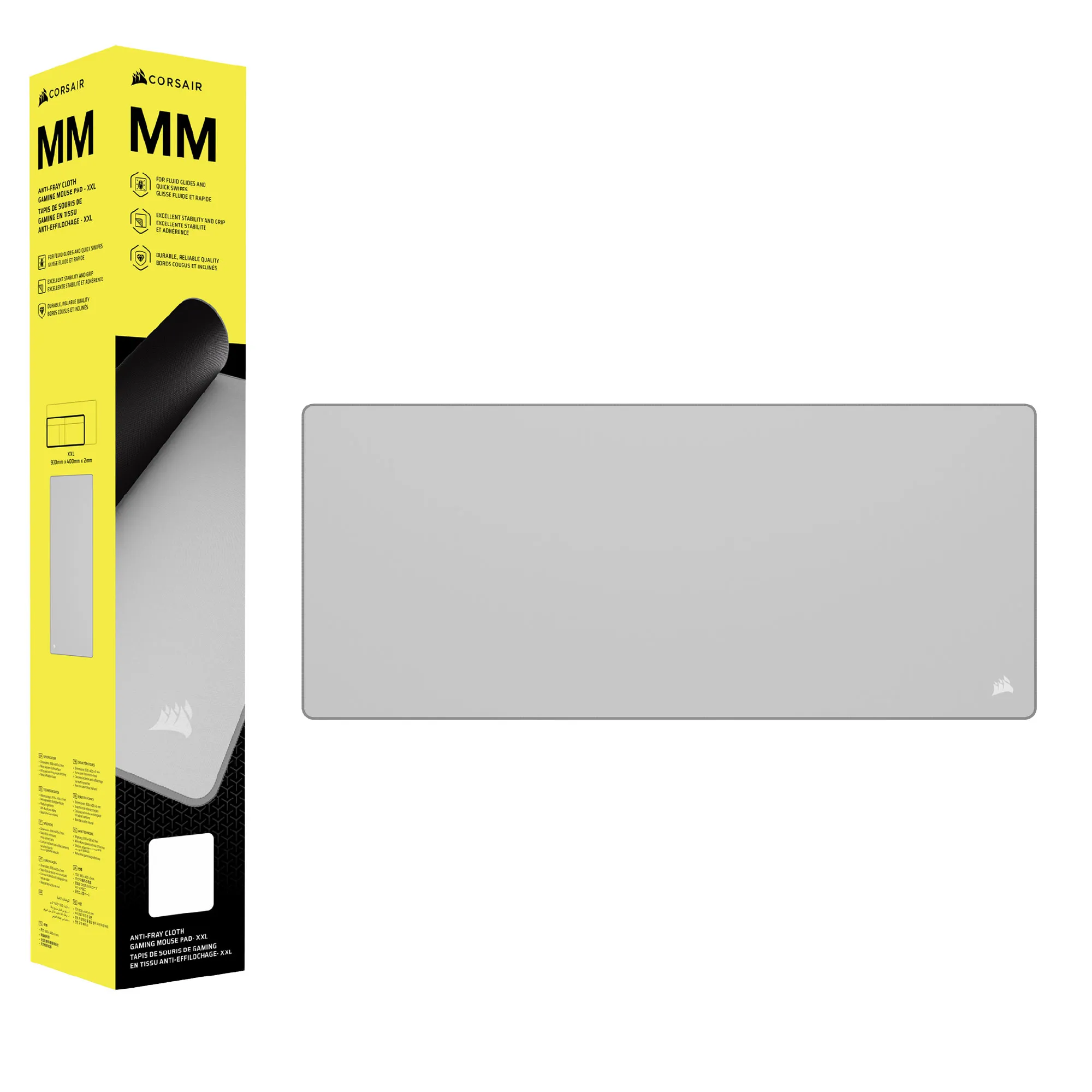 Corsair MM Anti-fray Cloth Gaming Mouse Pad XXL Grigio - Tappetino in tessuto micro-woven con bordi anti-sfrangiamento - immagine 7