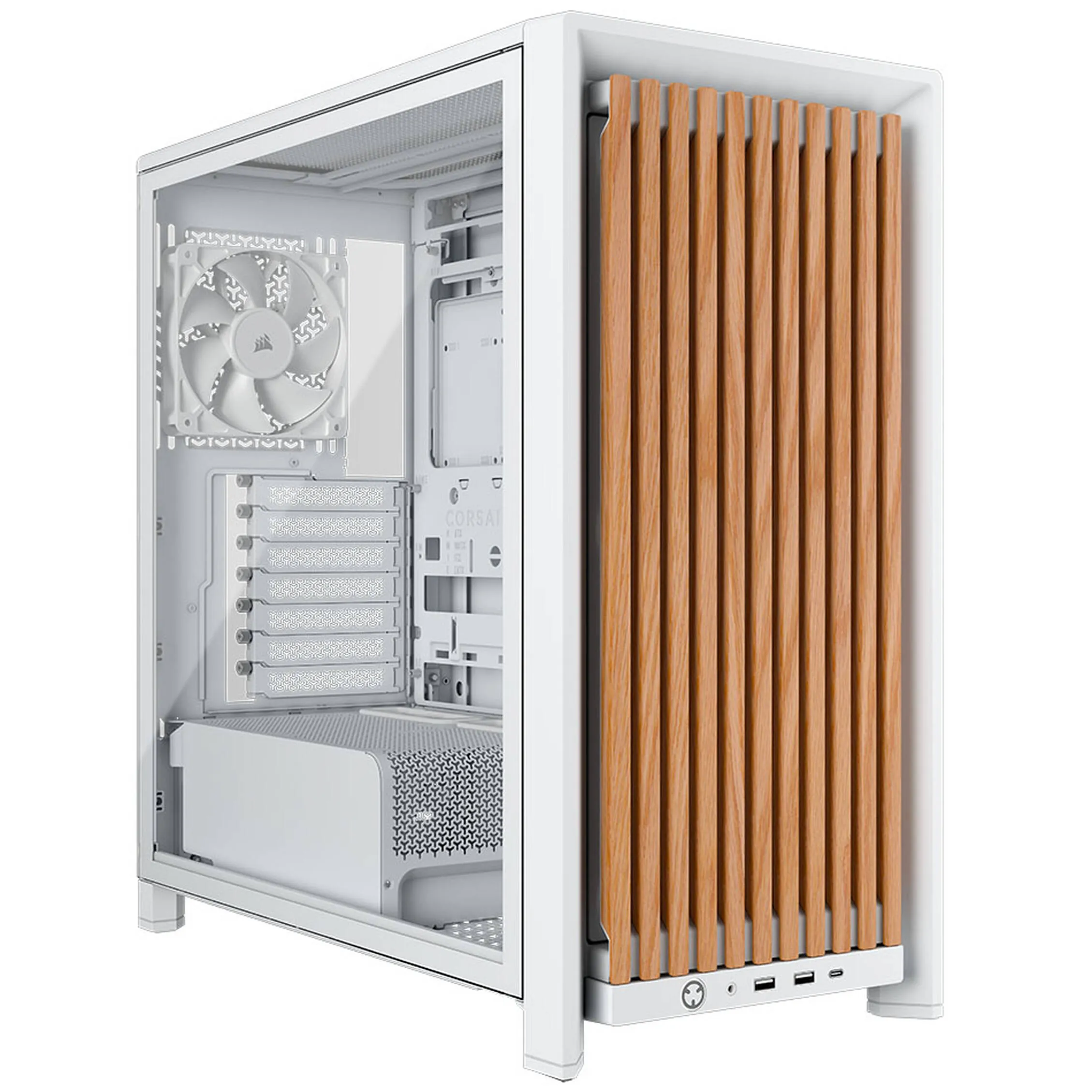 Corsair FRAME 4000D WOOD RS Tempered Glass, Mid-Tower - Bianco/Rovere